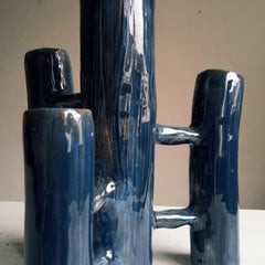 Vasi Comunicanti 4 elements BLUE DEEP  in ceramic XXI Century by Chiara Berta