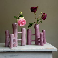 Vasi Comunicanti 4 éléments PINK en céramique XXI Siècle par Chiara Berta Artiste