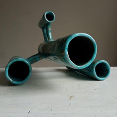 Vasi Comunicanti 4 elements TURQUOISE  in ceramic XXI Century by Chiara Berta