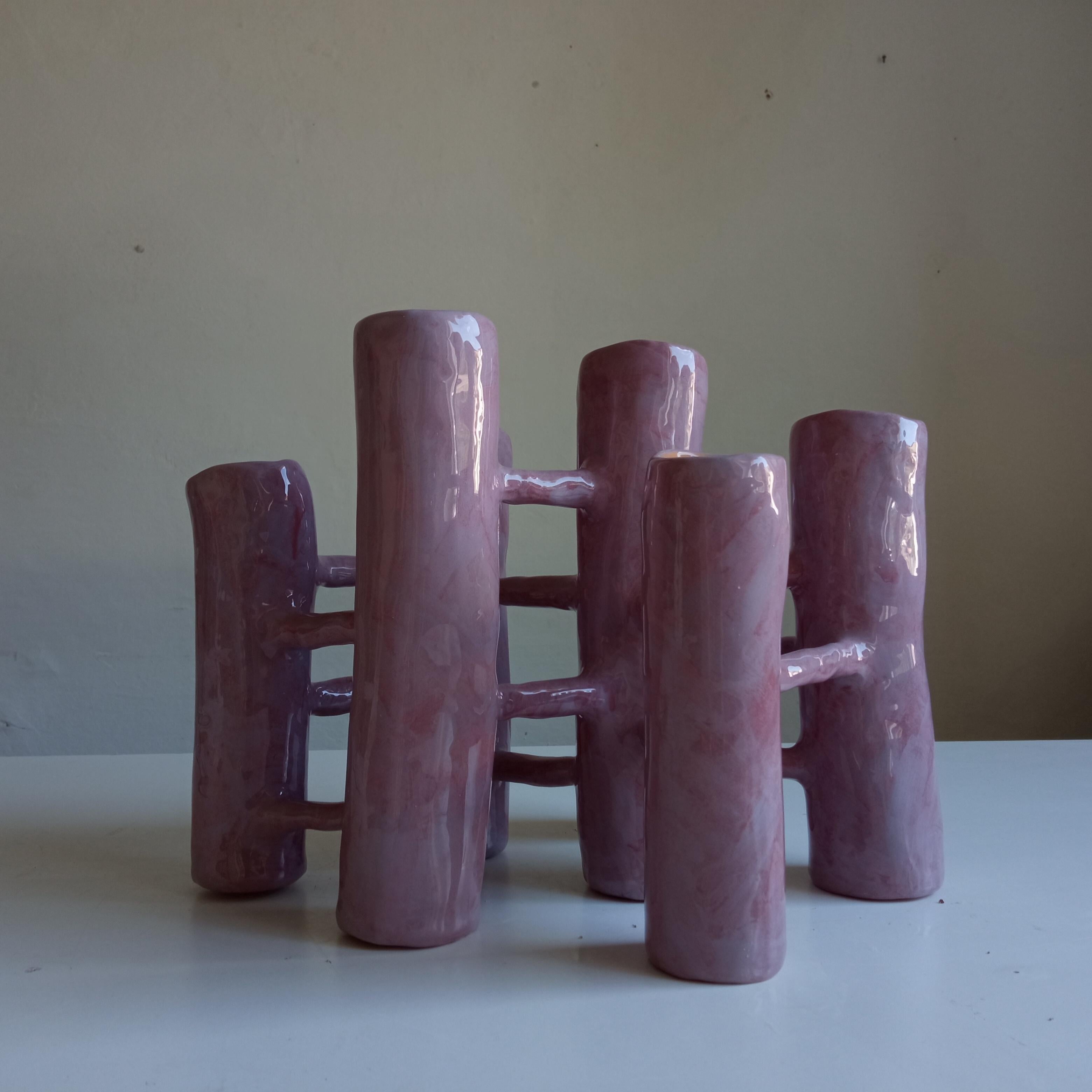 Italian Vasi Comunicanti 7 éléments LILLA en céramique XXI Siècle par Chiara Berta Artiste en vente