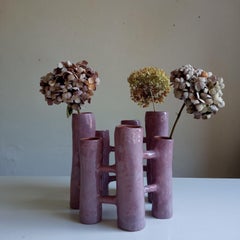 Vasi Comunicanti 7 RUND Elemente LILLA in Keramik XXI Jahrhundert von Chiara Berta