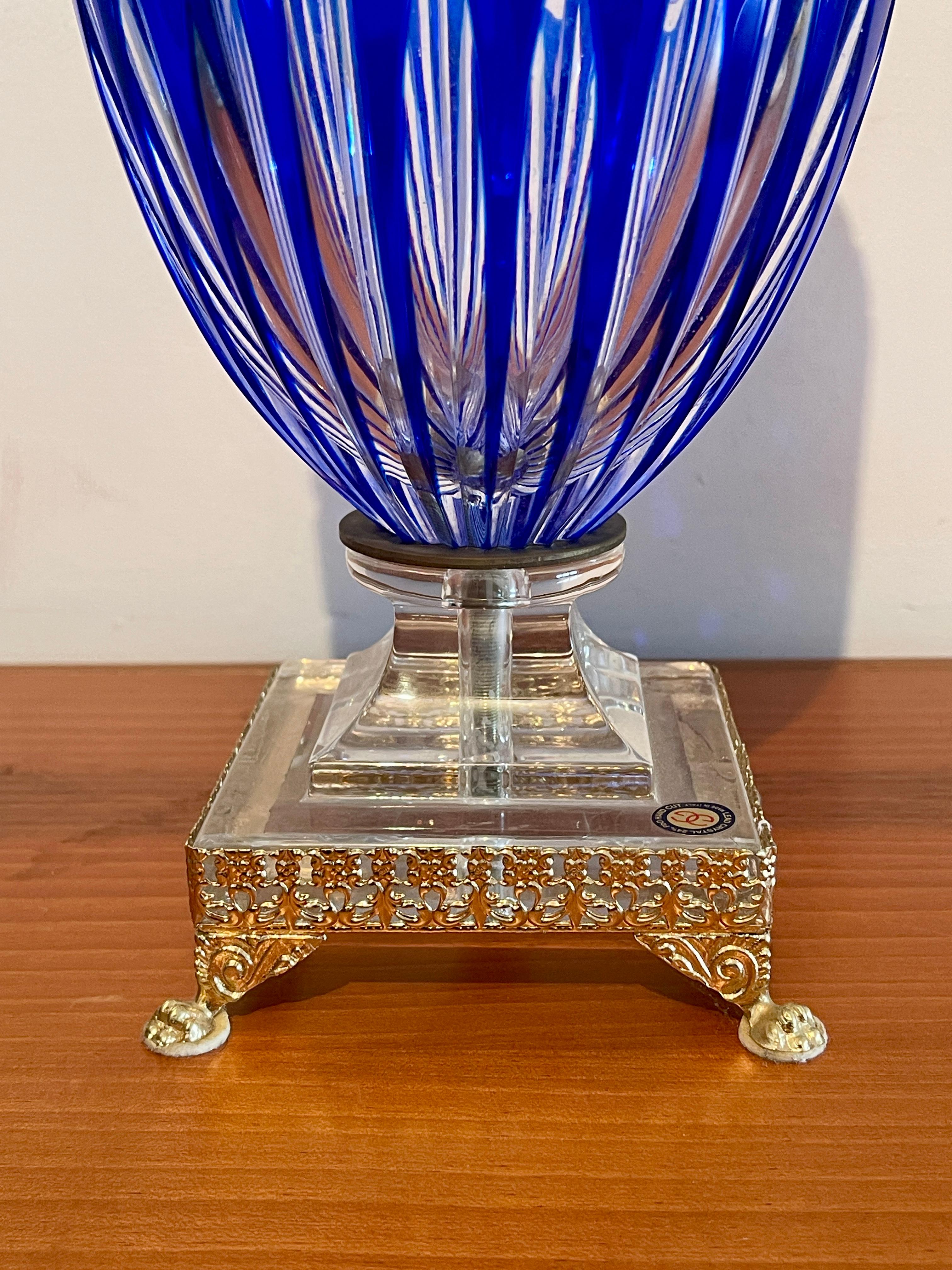 Fatto a mano Vasi in cristallo bohemian blue italian anni '90 in vendita