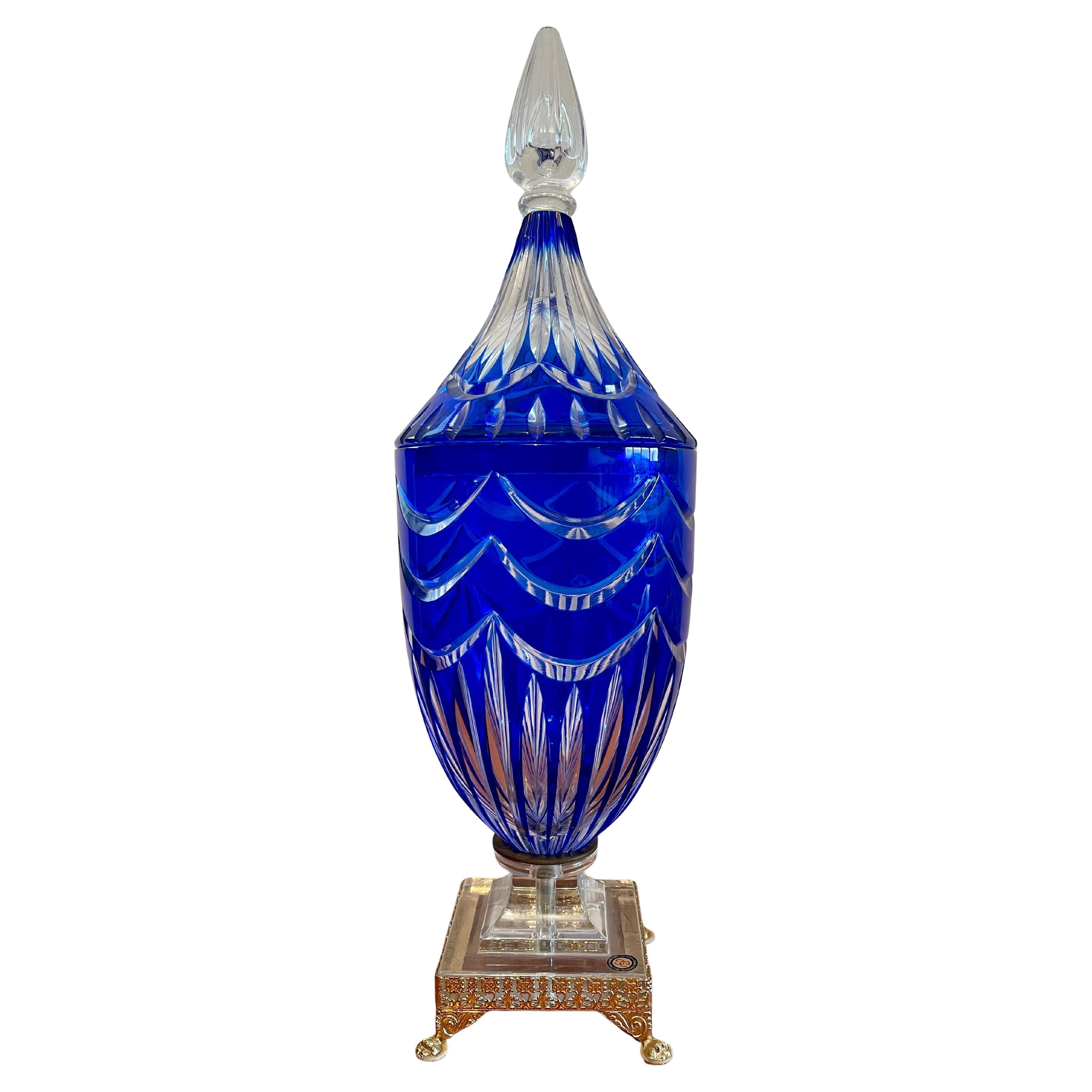 Bohemian blue Italian 90s crystal vases