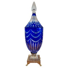 Bohemian blue Italian 90s crystal vases