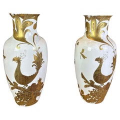 Vintage German porcelain vases with patterns decorated in pure gold. Germany XXI°