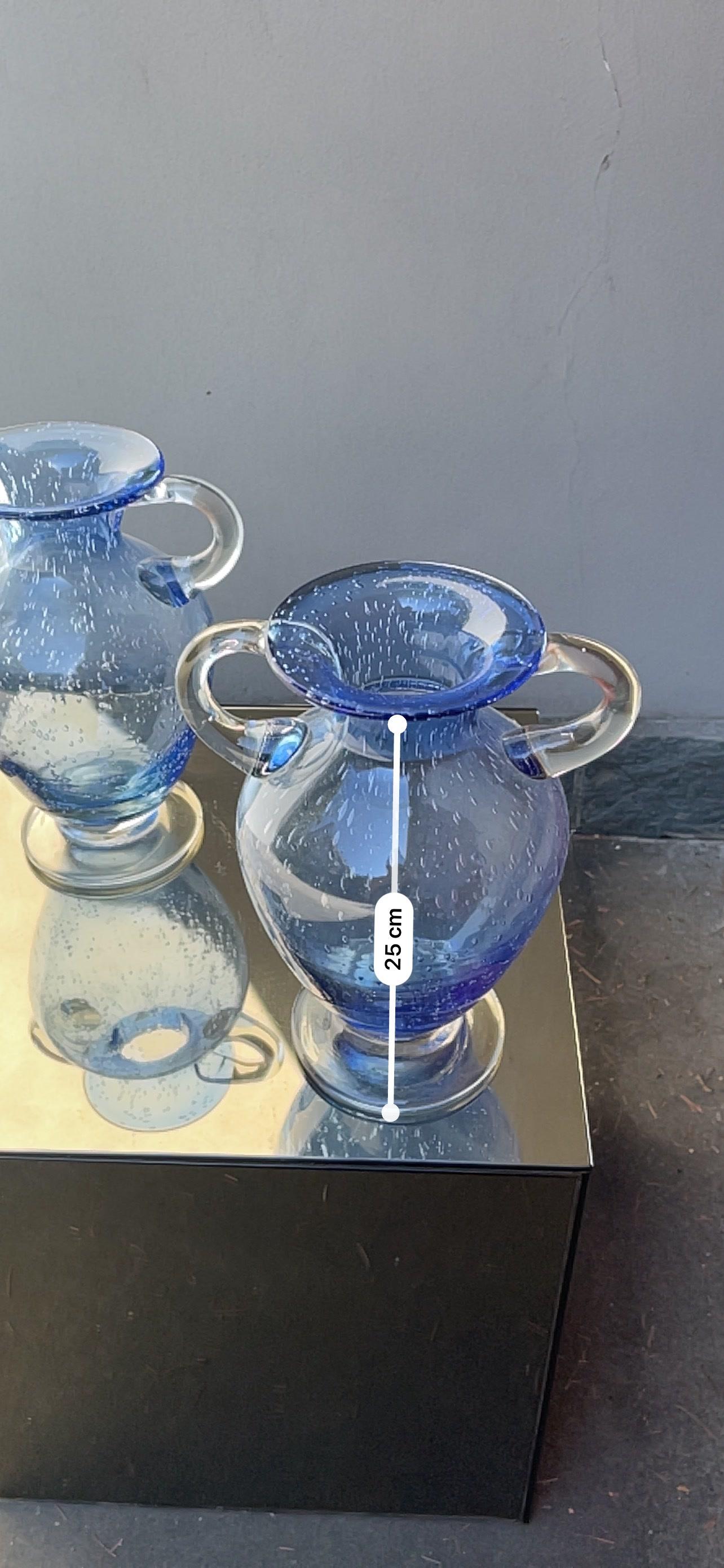 Glass Vasi Vintage in Vetro Di Murano Blu Cobalto, Italia, Set Di 2 For Sale