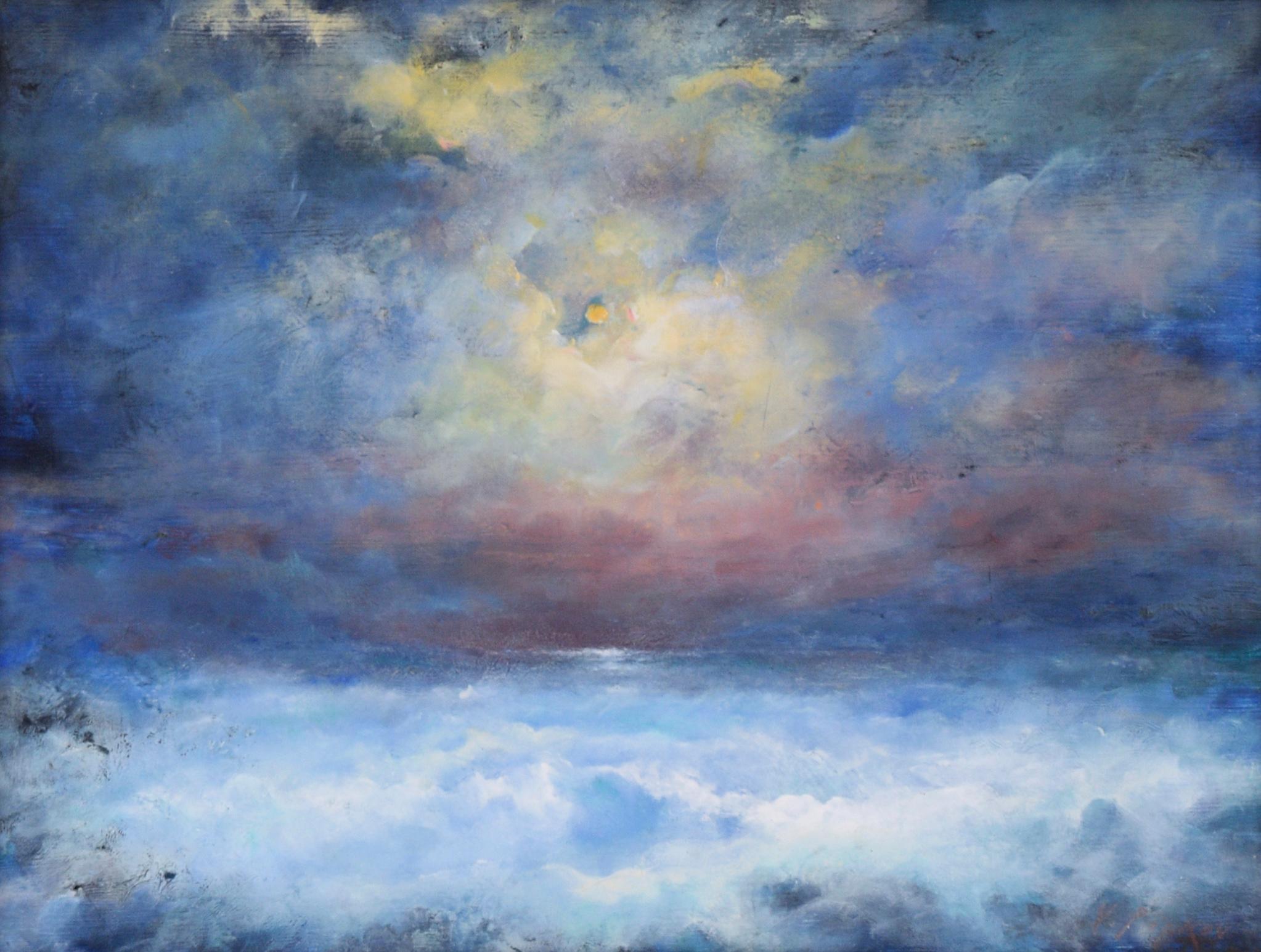 Moon Over the Ocean - Seascape - Painting by Vasil Papkov