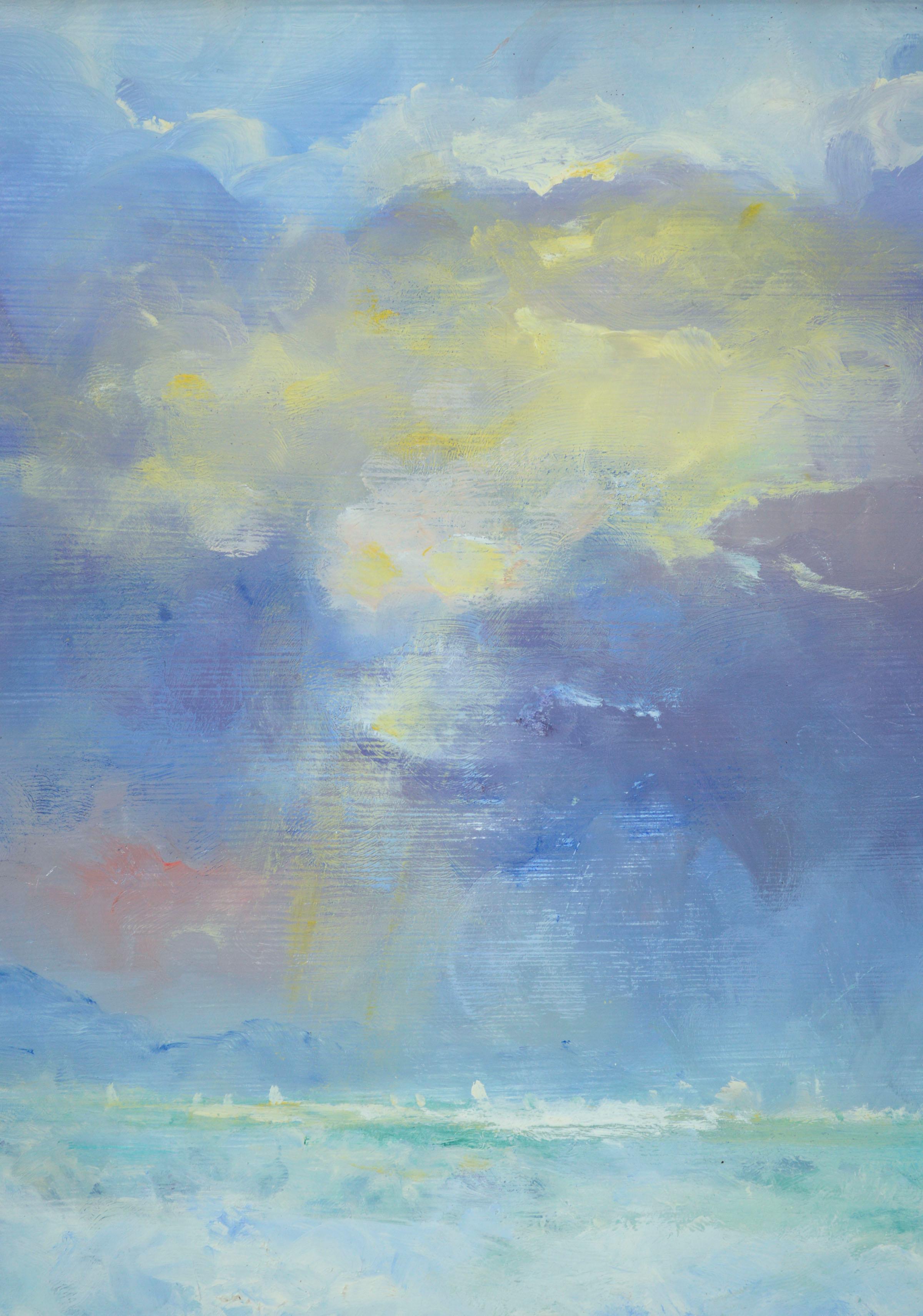 Periwinkle Twilight Seascape - Impressionist Painting by Vasil Papkov