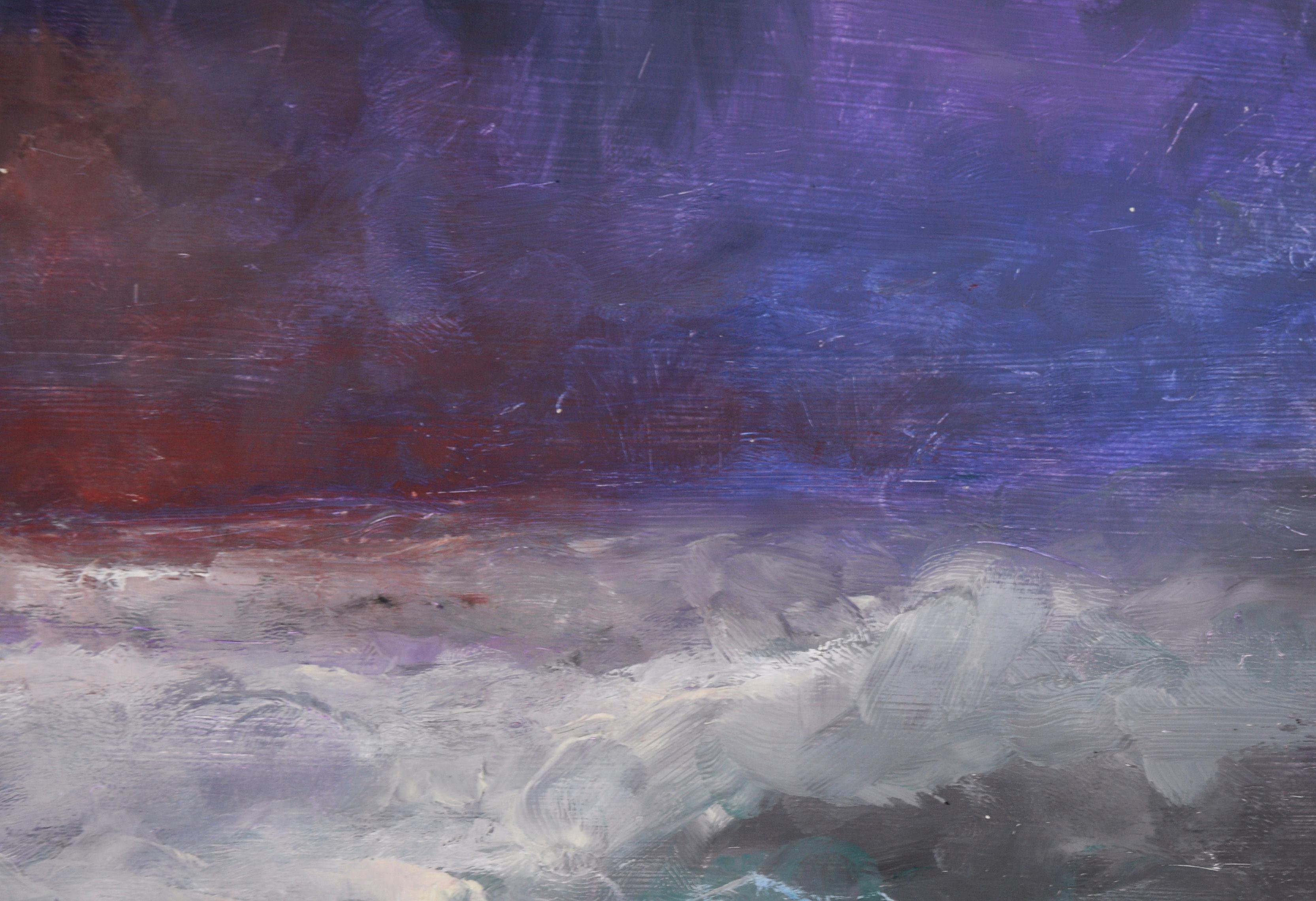 Purple and Red Storm Over the Sea - Impressionist Painting by Vasil Papkov