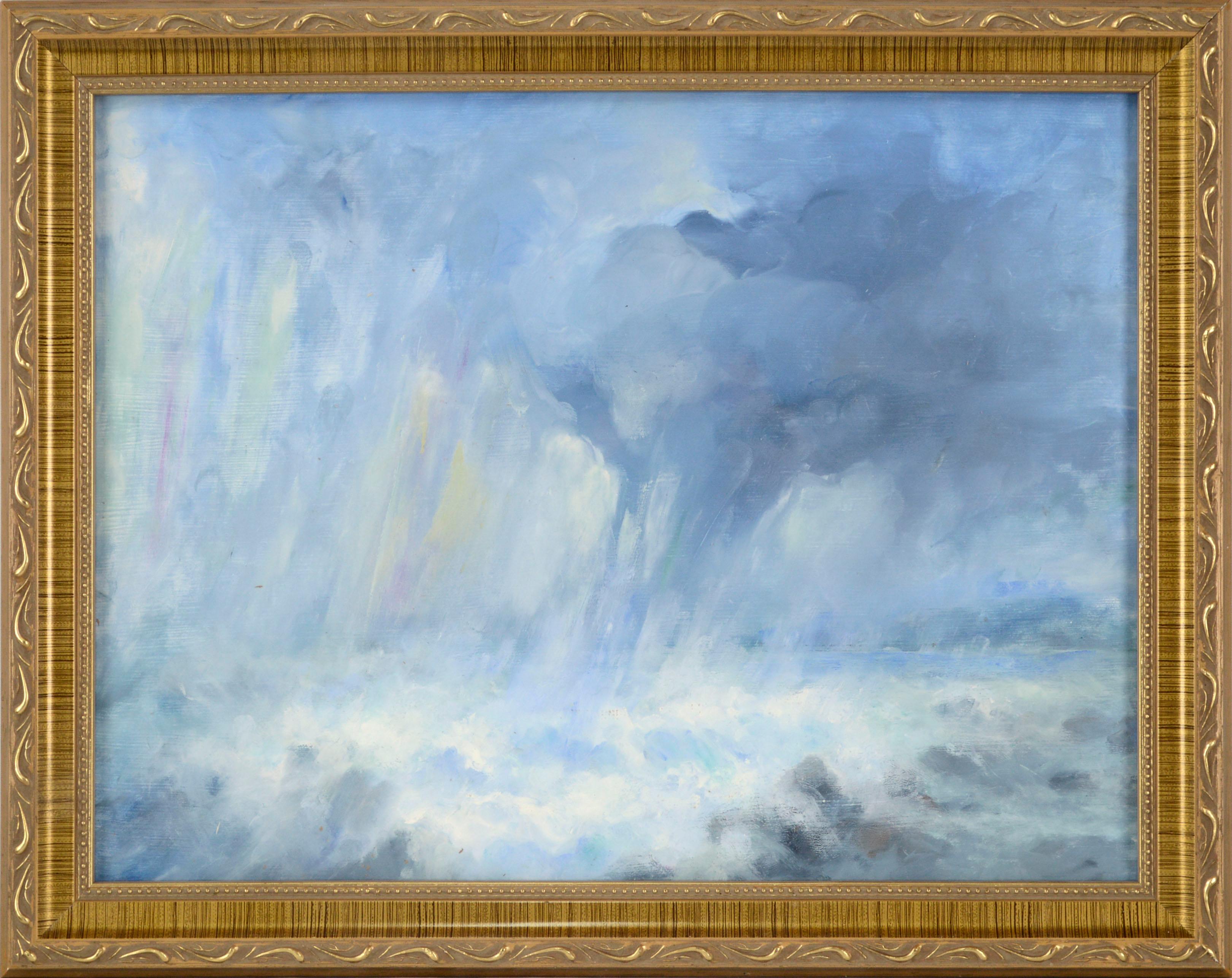 Vasil Papkov Landscape Painting - Rain Above the Turbulent Sea by Victor Papkov