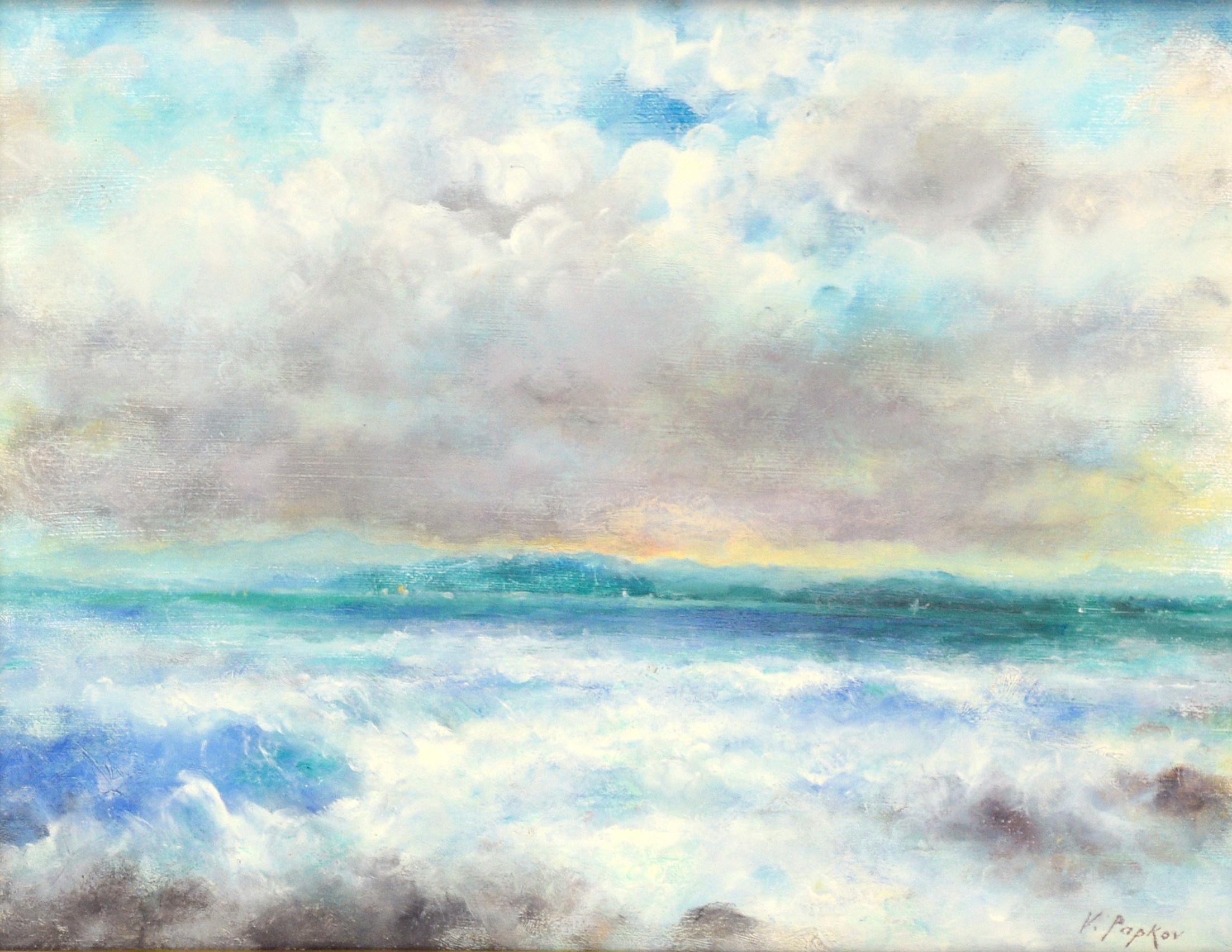 Sailboats in the Distance - Seascape - Painting by Vasil Papkov