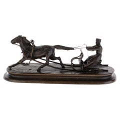 Vasili Grachev (Russian, 1831-1905) Antique Bronze Sculpture Cossack on Sleigh