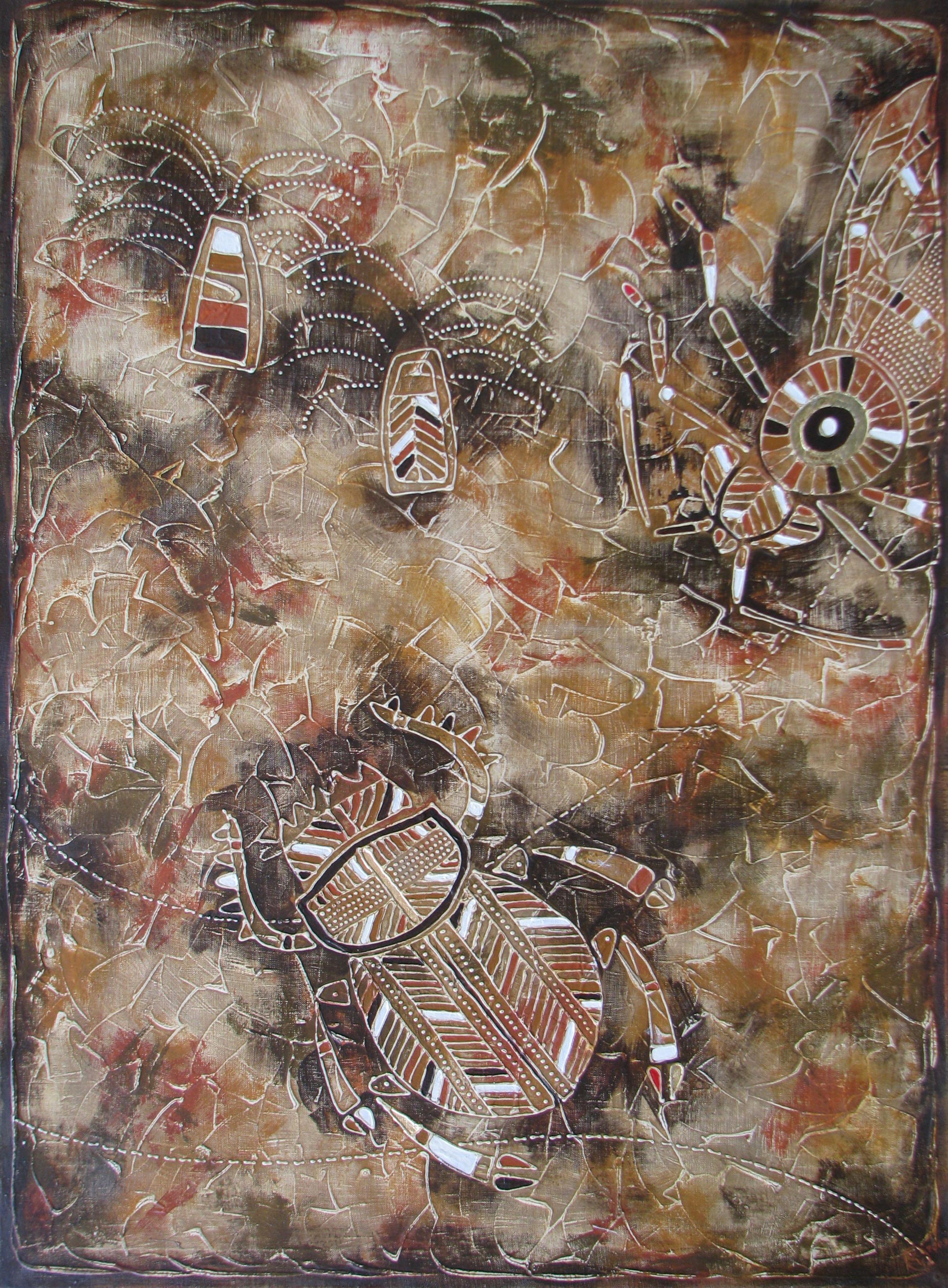 Abstract Painting di Vasili Zianko - Composizione #5 di Vasily Zianko, tecnica volume-contour dell'autore
