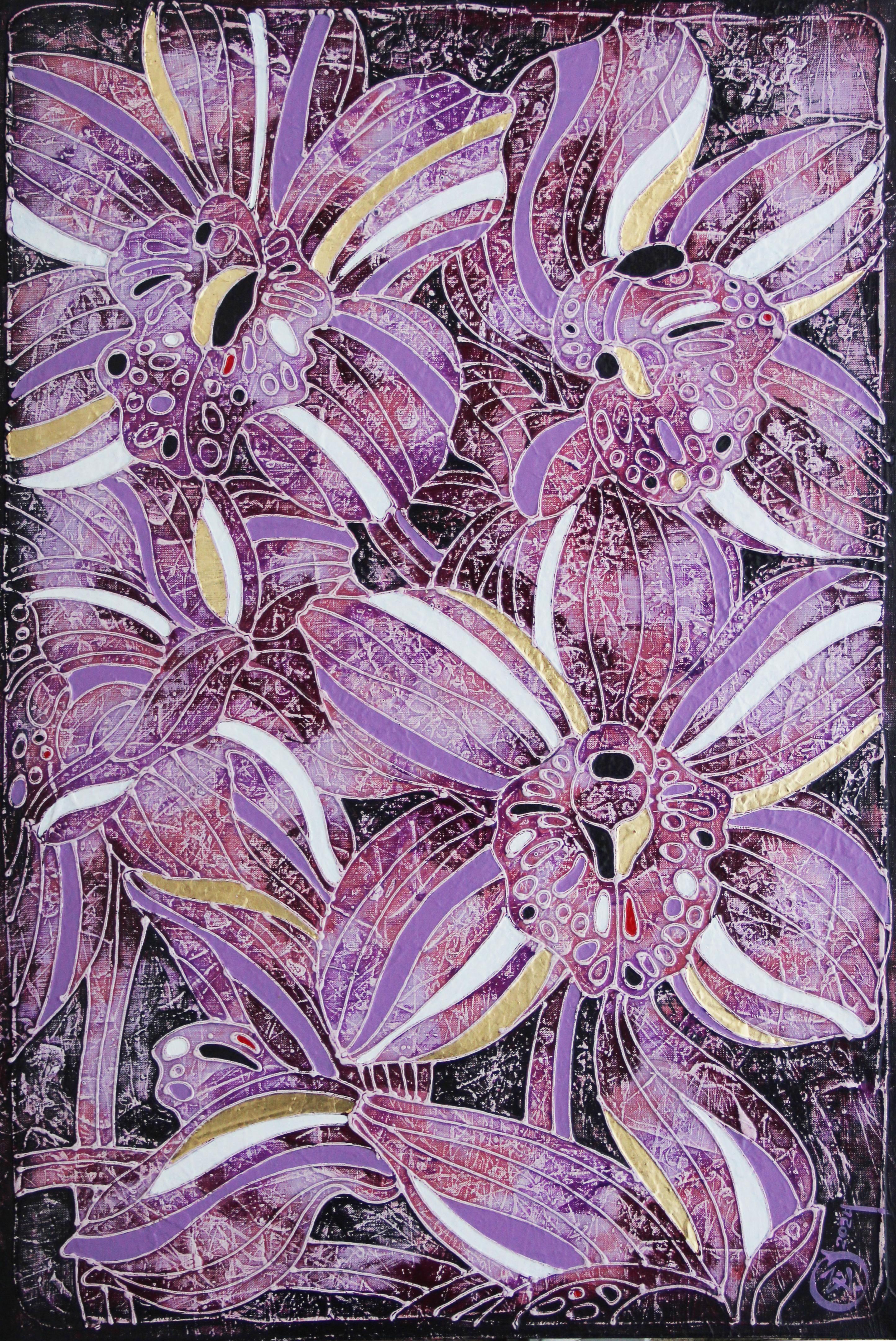 La pintura está realizada con la técnica de pintura del autor, basada en la pintura acrílica sobre lienzo de Vasili Zianko, utilizando una gran variedad de texturas, lavados, veladuras finísimas, contornos volumétricos legibles al tacto para