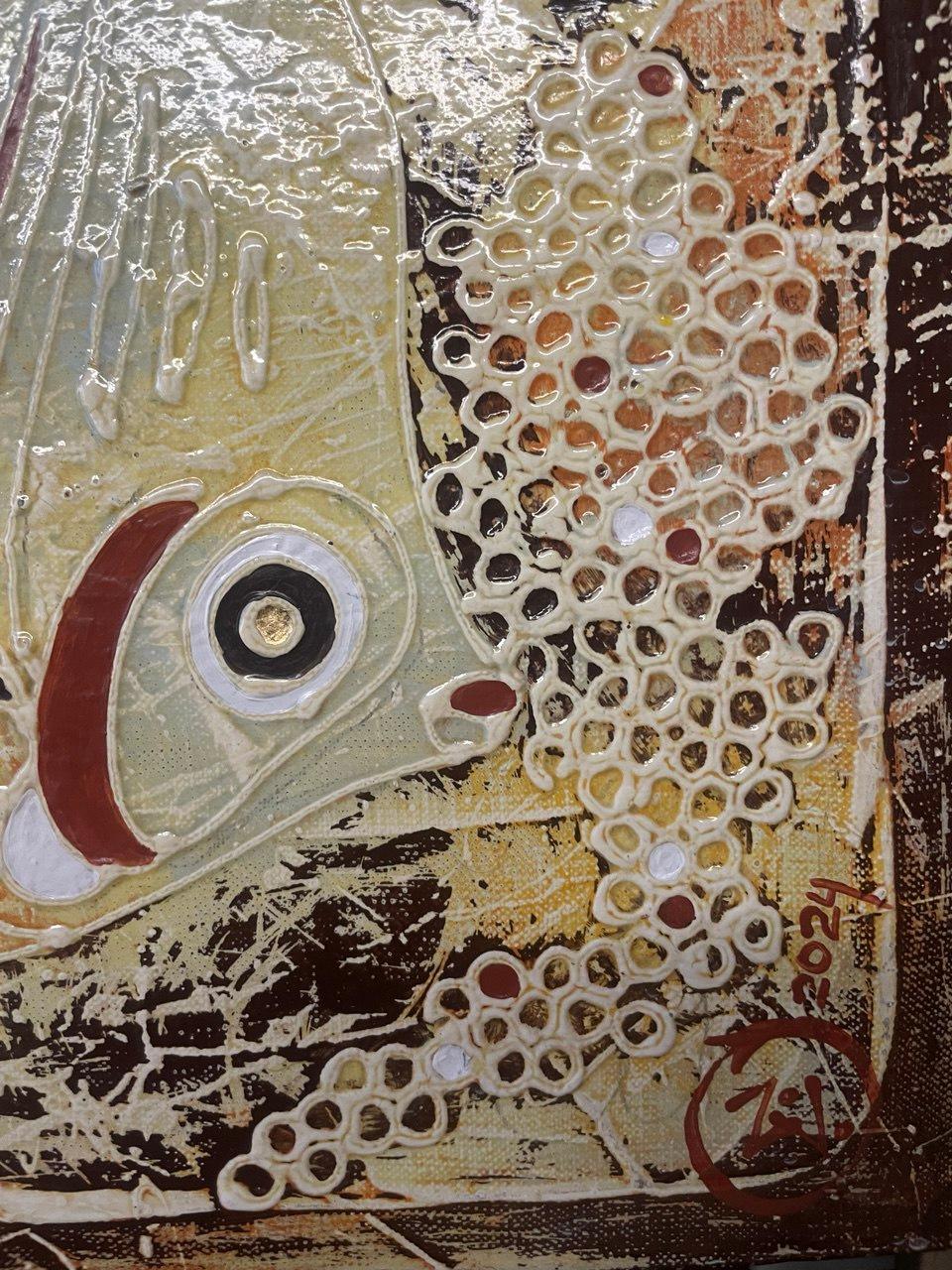 CORAL FISH di Vasily Zianko, tecnica volume-contour dell'autore - Painting Astratto di Vasili Zianko