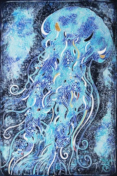 THE BLUE JELLYFISH. by Vasili Zianko, author's volume-contour technique
