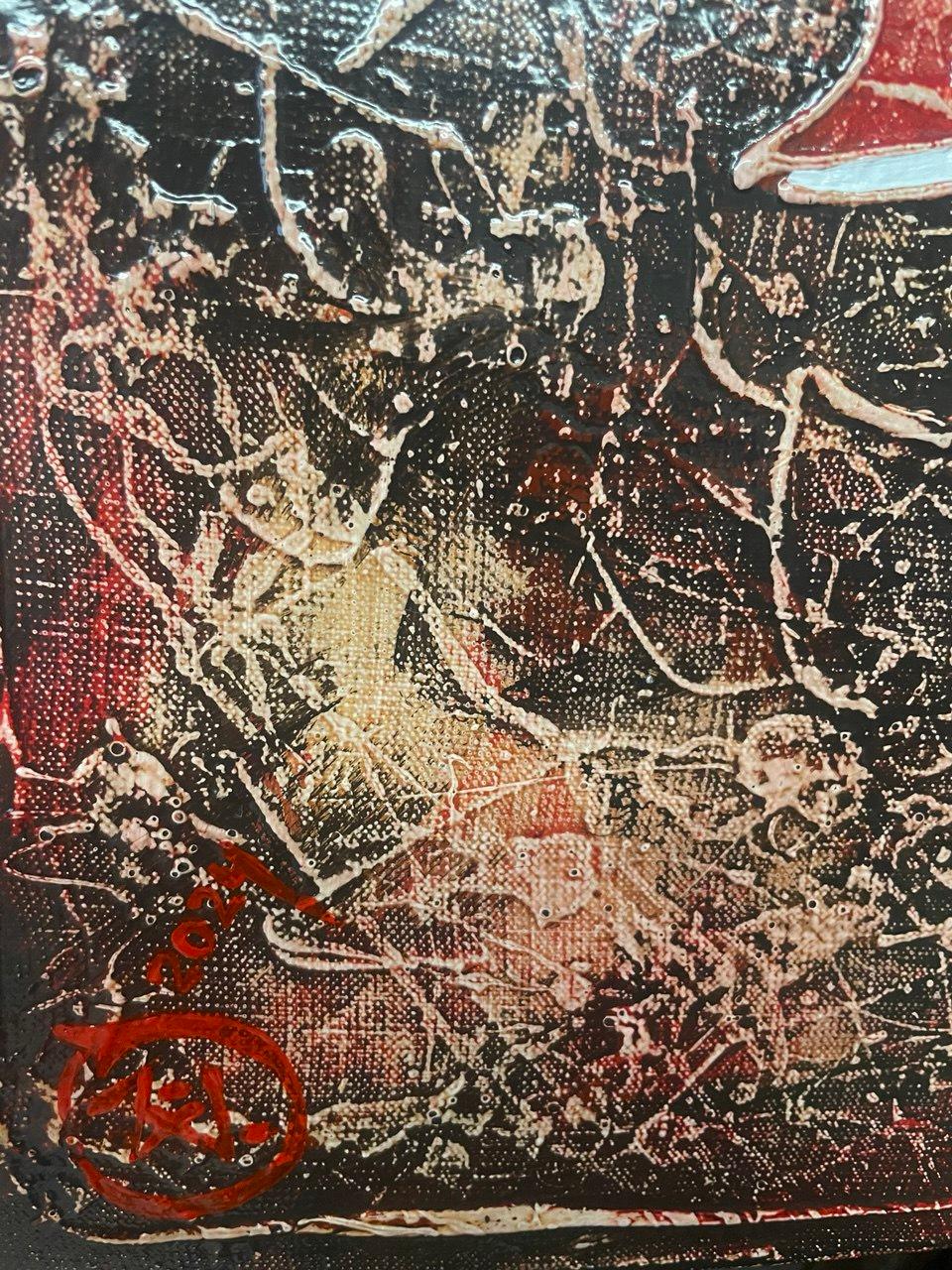 EL PEZ ROJO COMBATIENTE. de Vasili Zianko, técnica de volumen-contorno del autor en venta 2