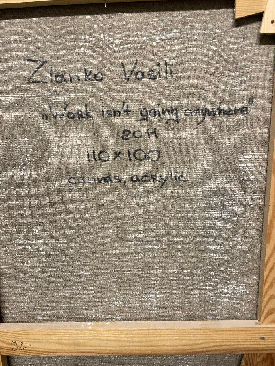 WORK ISN'T GOING ANYWHERE von Vasili Zianko, Volumen-Kontur-Technik des Autors im Angebot 2