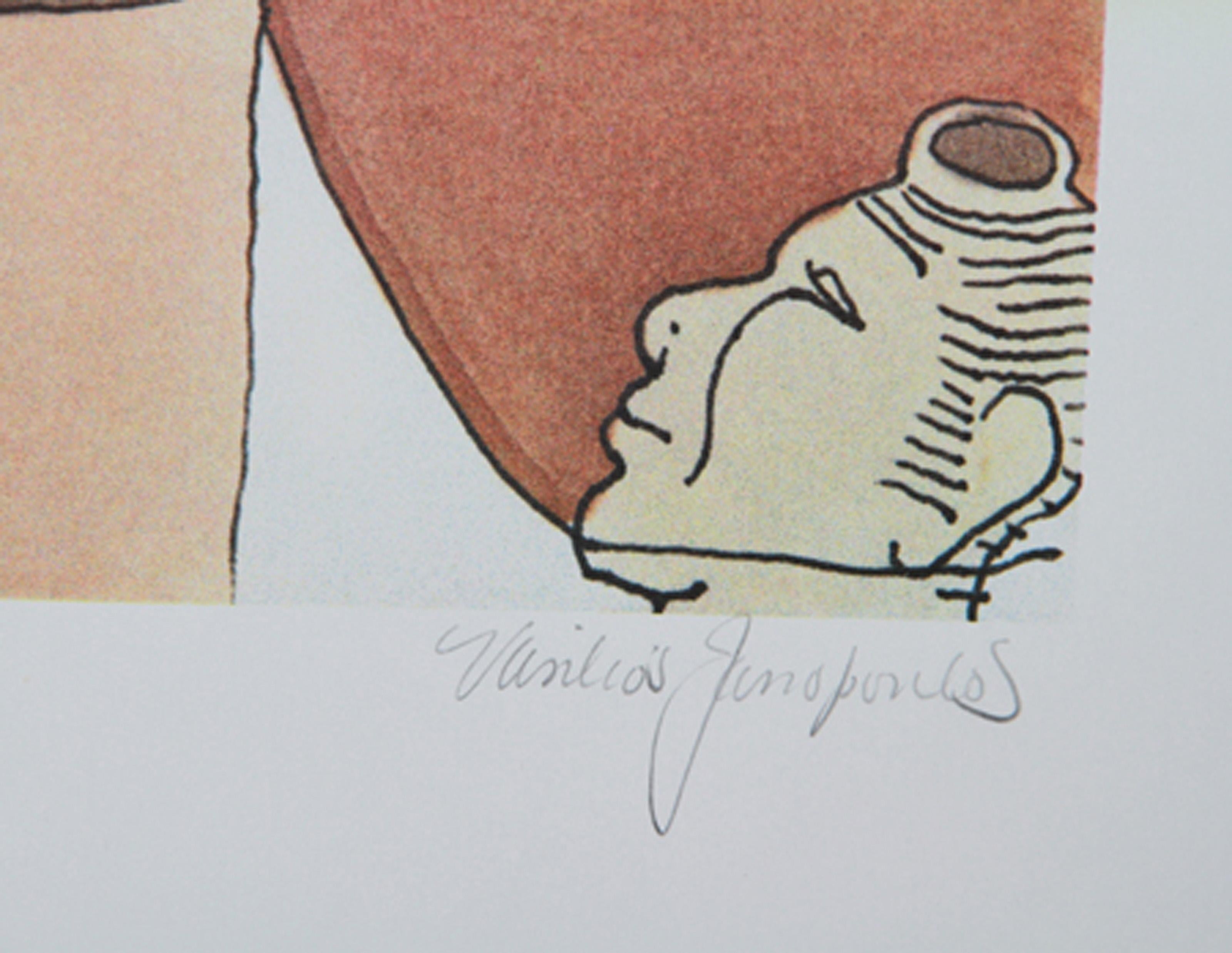 Iris Terrace, lithographie contemporaine de Vasilios Janopoulos en vente 1