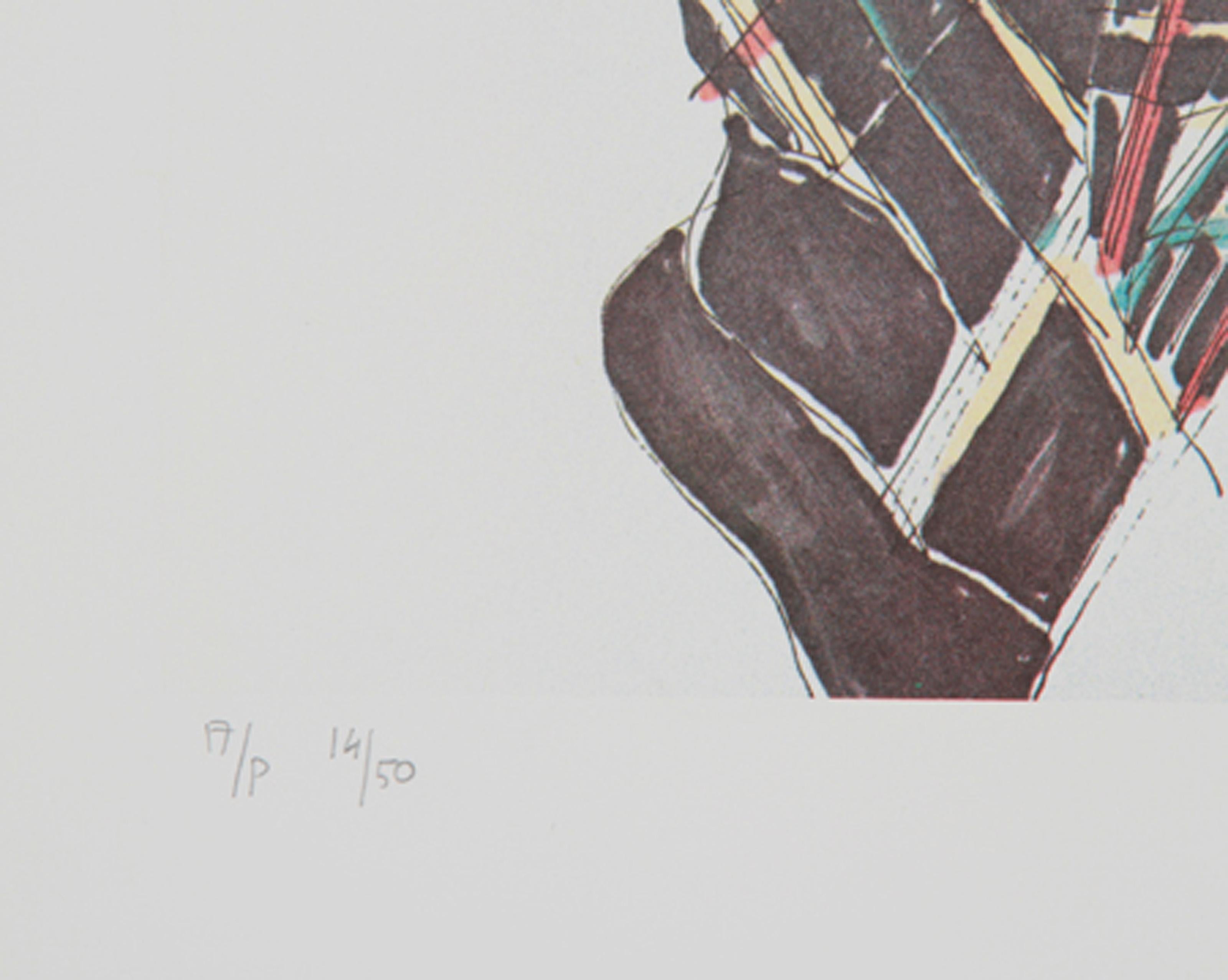 Smoking (Self-Portrait), Contemporary Lithograph by Vasilios Janopoulos For Sale 2