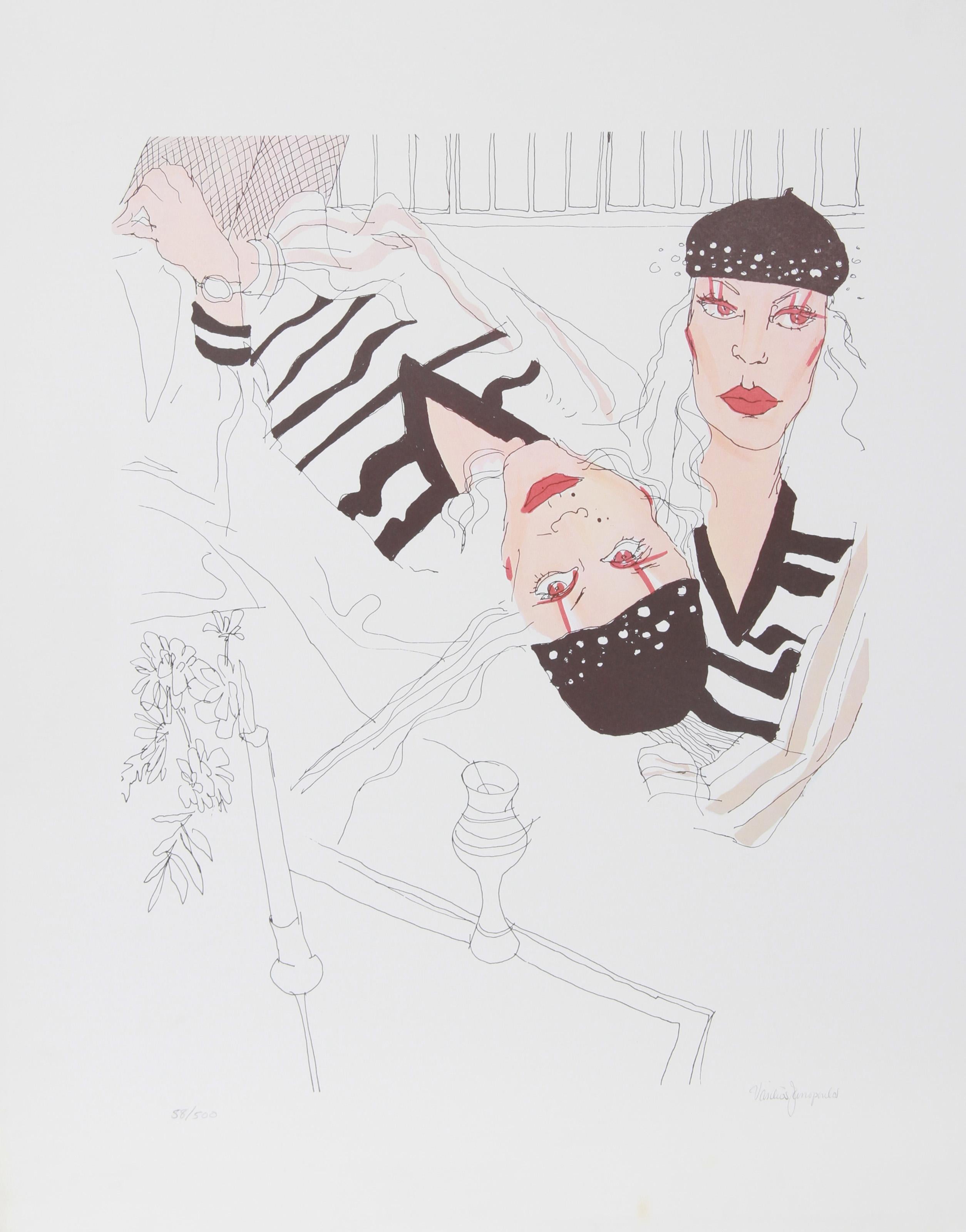 Untitled - French Twins, lithographie contemporaine de Vasilios Janopoulos
