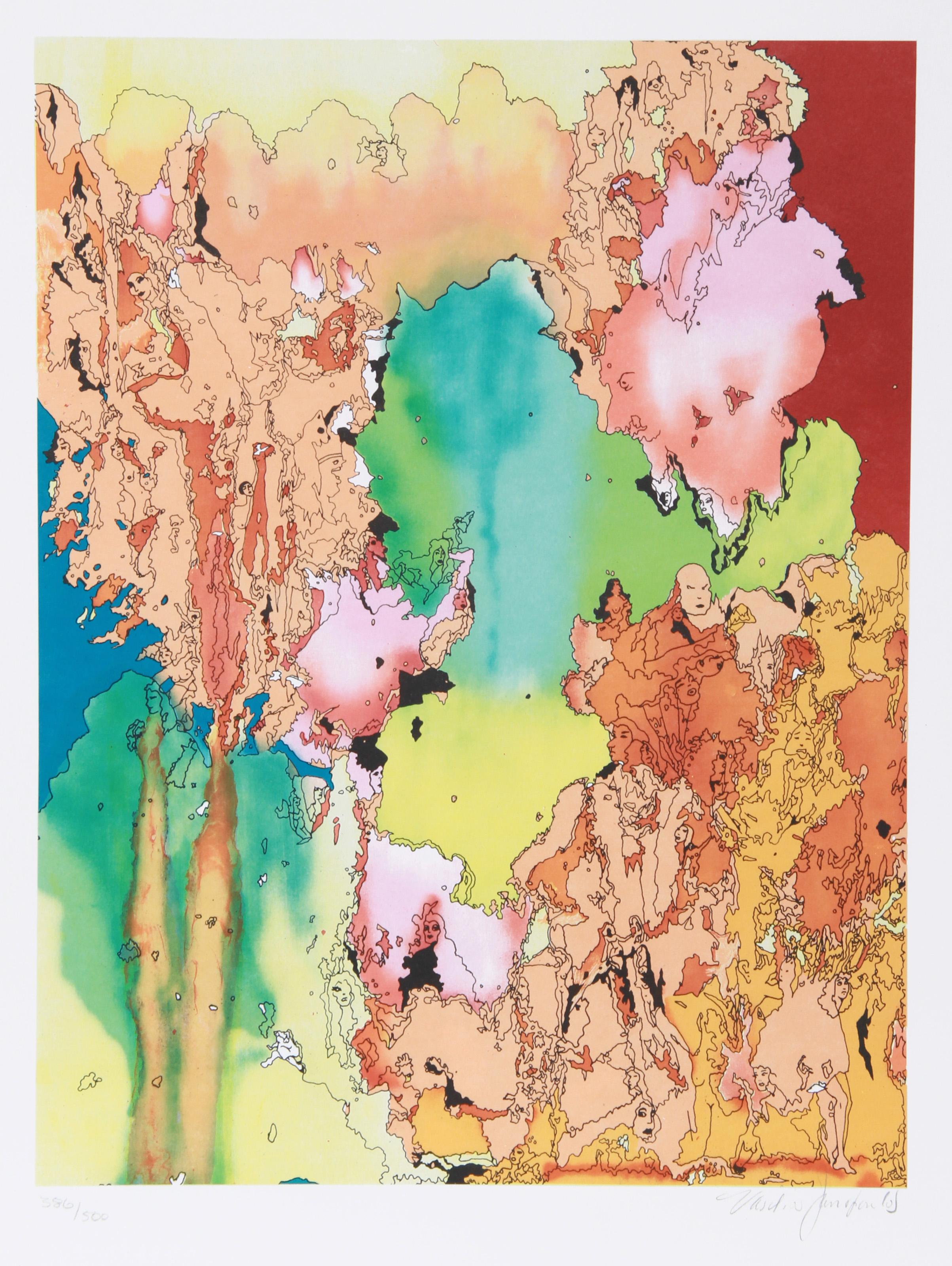 Untitled - Psychedelic Abstract, Abstract Lithograph by Vasilios Janopoulos