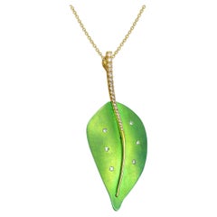 Vasilis Giampouras 18k Gold with Diamond Leaf Pendant