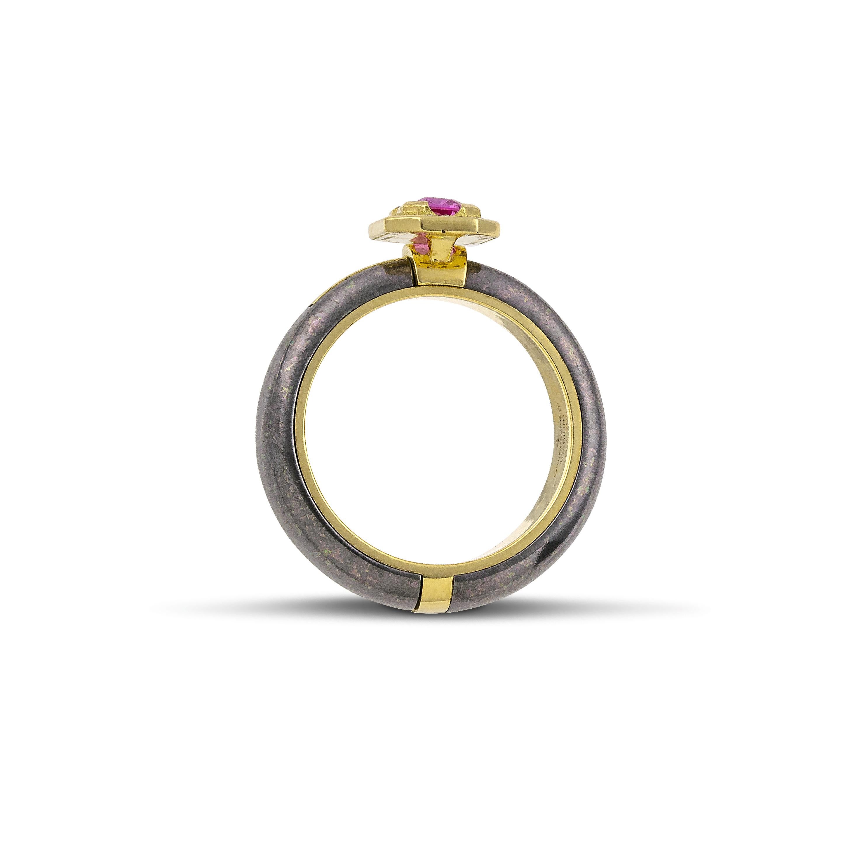 Uncut Vasilis Giampouras Pink Sapphire Titanium Engagement Ring For Sale