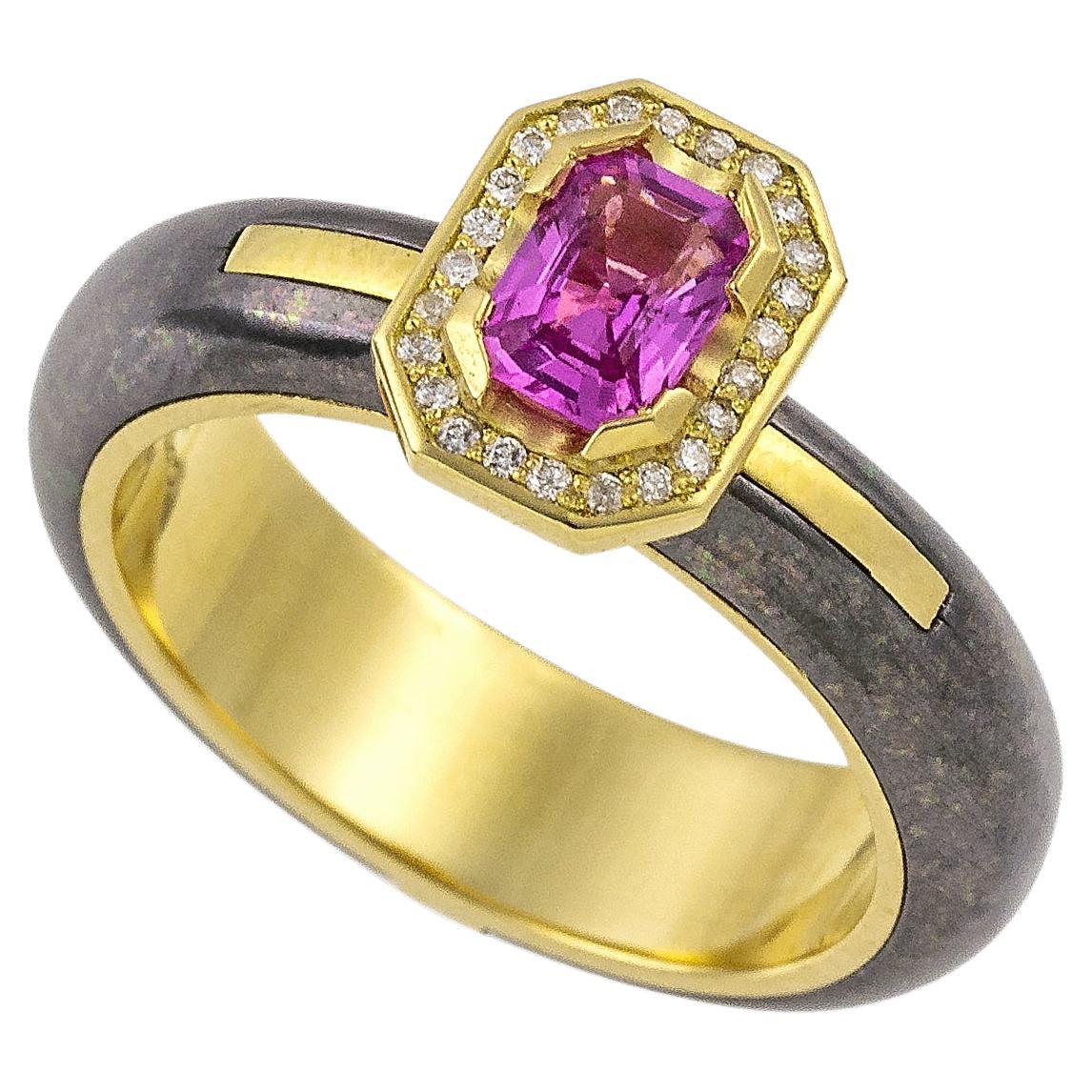 Vasilis Giampouras Pink Sapphire Titanium Engagement Ring For Sale