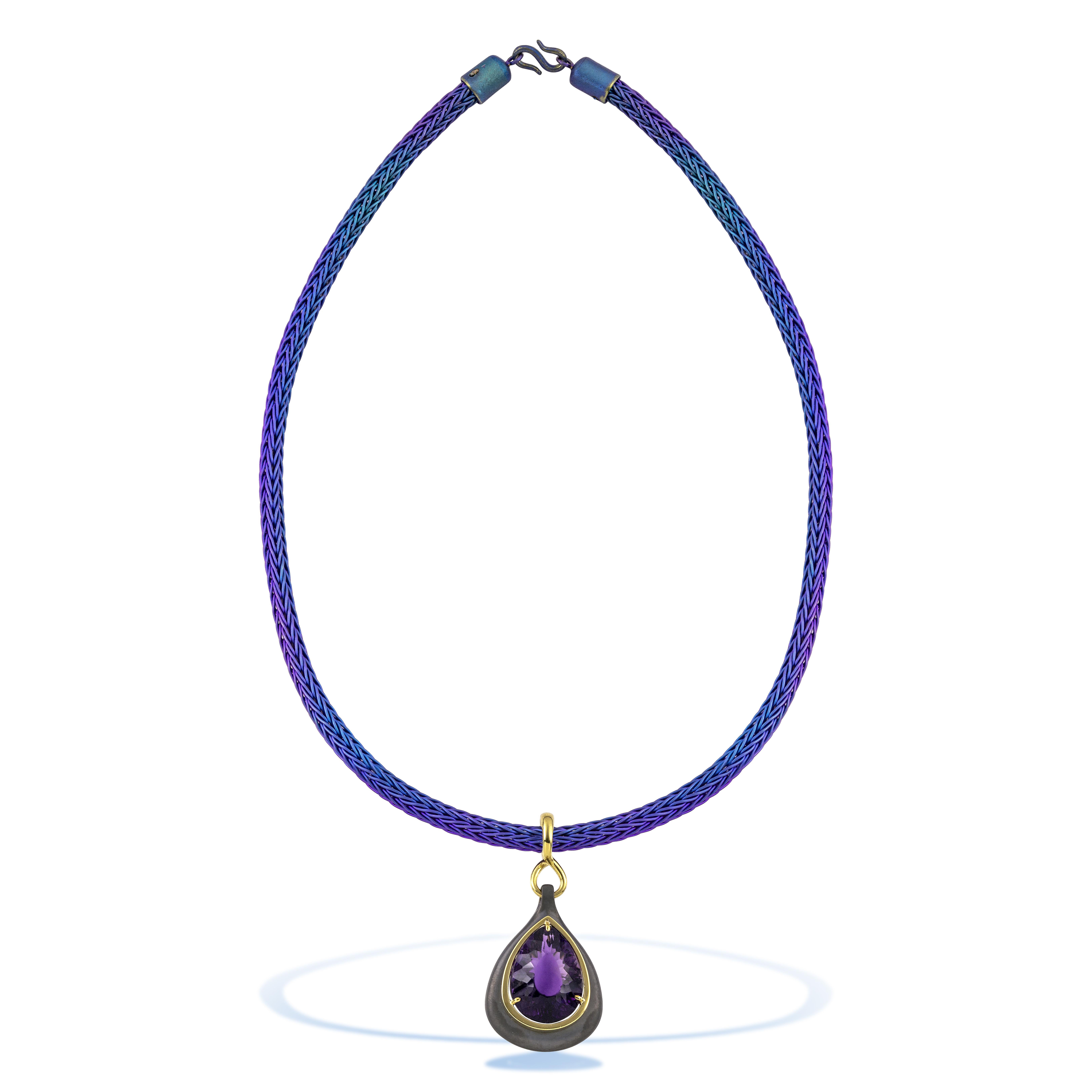 Contemporary Vasilis Giampouras Purple Rain Drop Amethyst Unique Necklace For Sale
