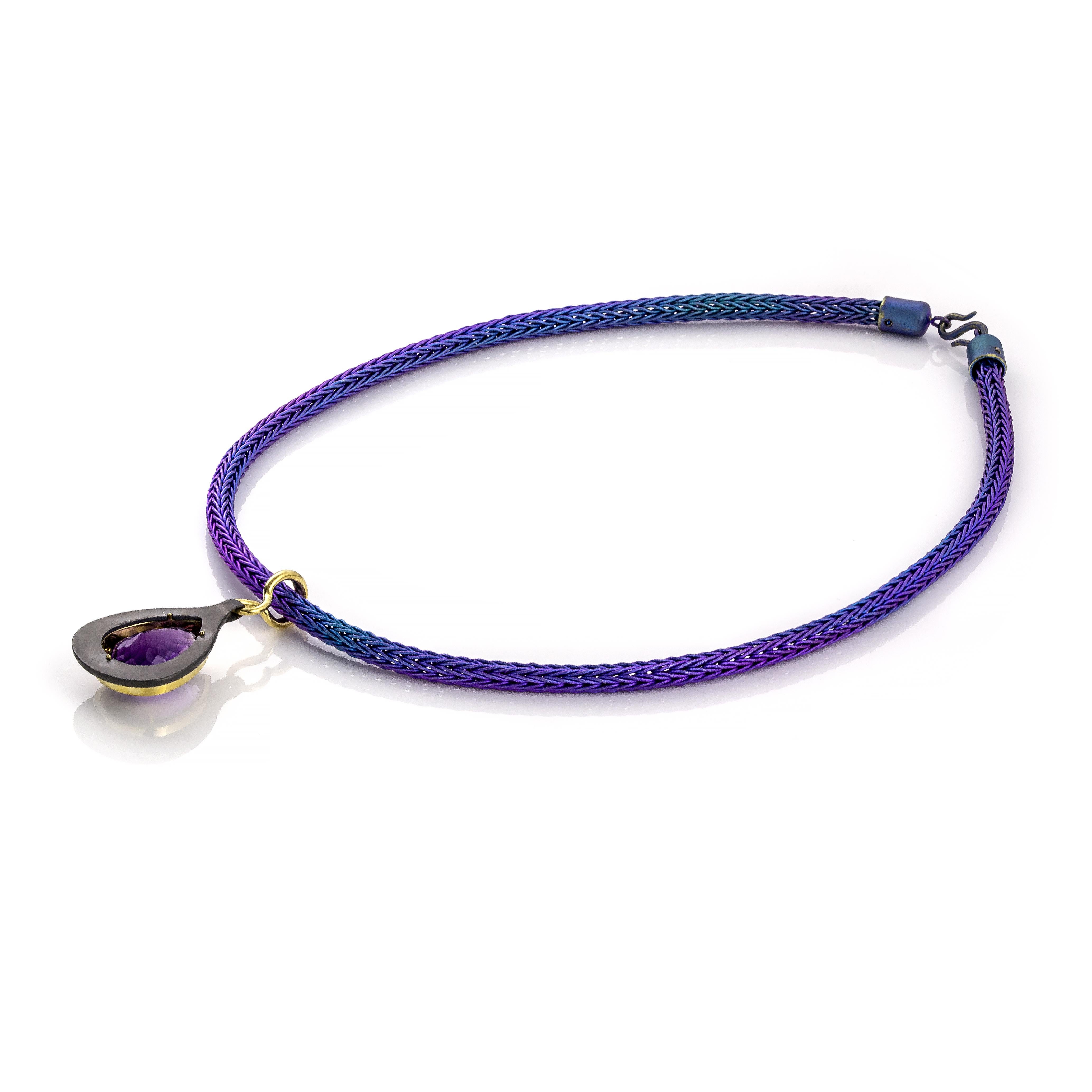 Women's Vasilis Giampouras Purple Rain Drop Amethyst Unique Necklace For Sale