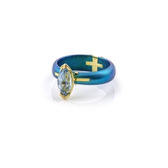 Vasilis Giampouras Radiant Beauty of the Marquise Aquamarine Blue Band Ring