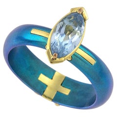 Vasilis Giampouras Radiant Beauty of the Marquise Aquamarine Blue Band Ring