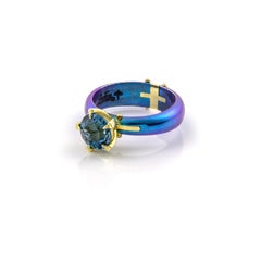 Vasilis Giampouras Sophisticated London Topaz Blue Titanium Engagement Ring