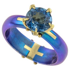 Vasilis Giampouras Sophisticated London Topaz Blue Titanium Engagement Ring