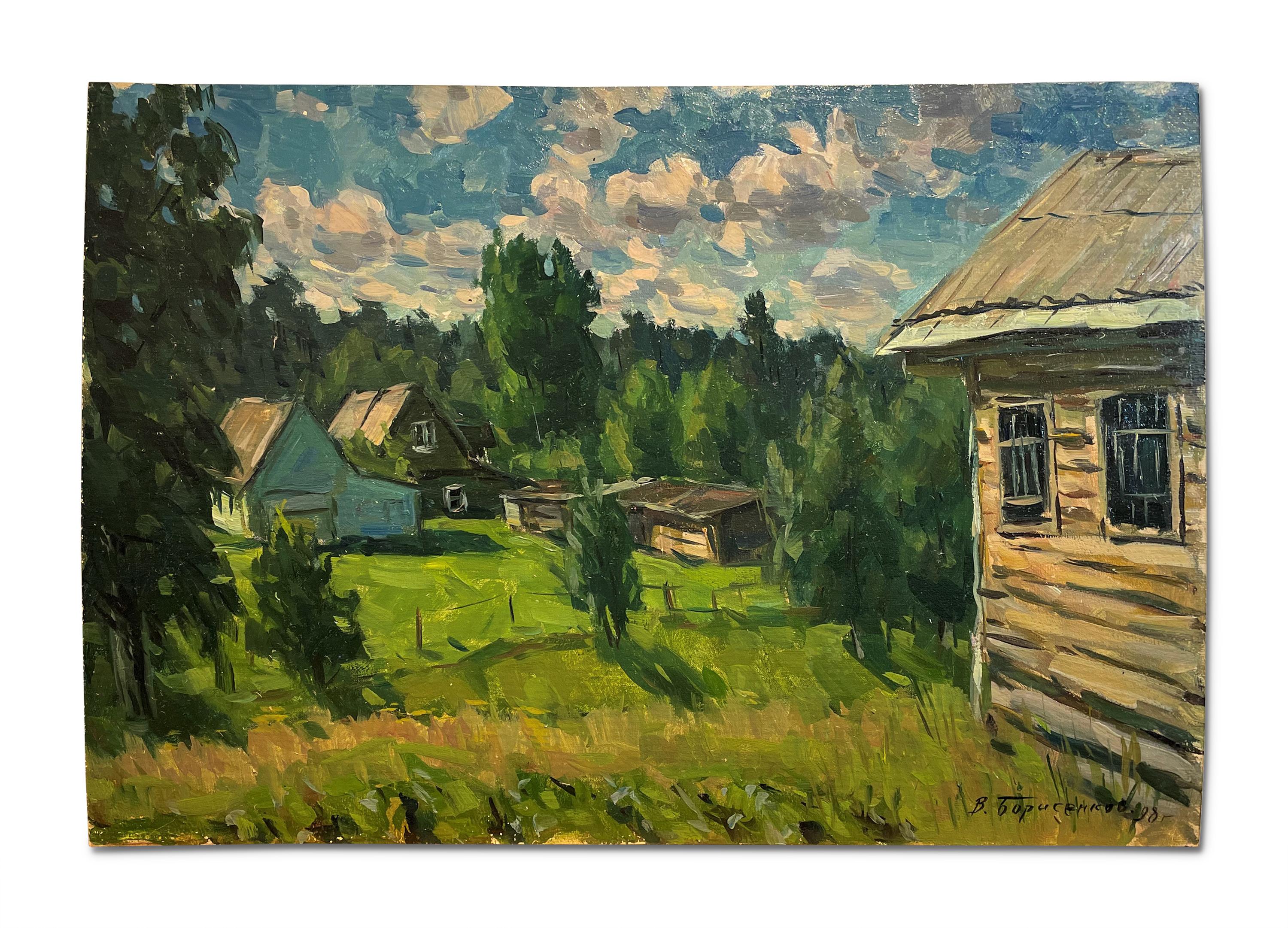 Vasily Borisenkov Landscape Painting – Mein Dorf