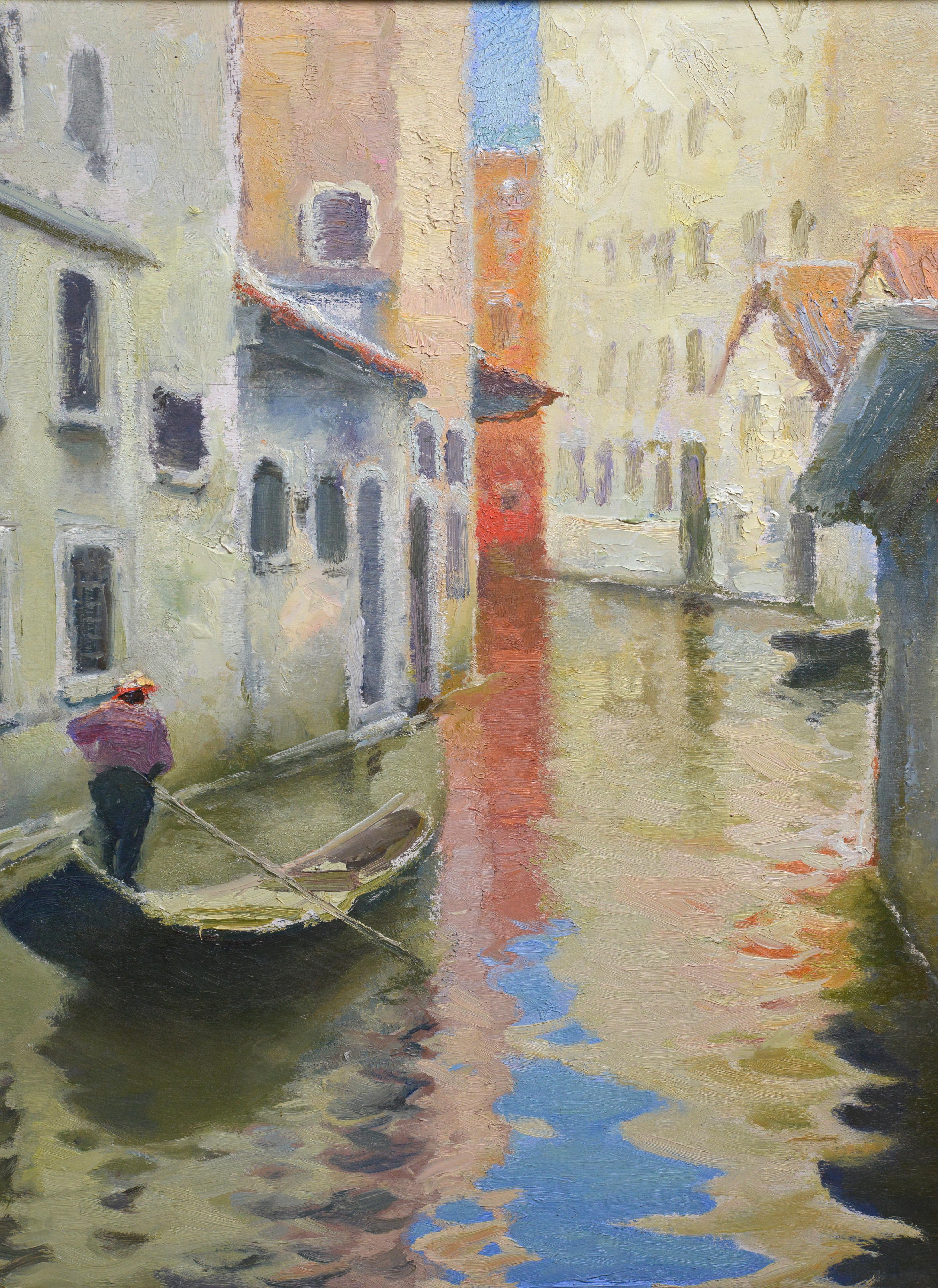 Russian Modernist Сityscape Venetian Motive early 20th century Oil Painting For Sale 1