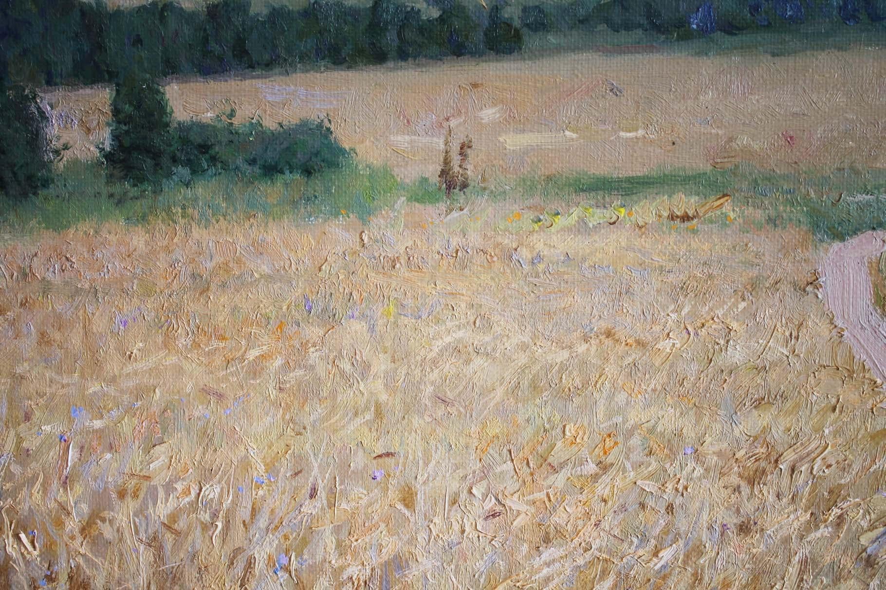 Rye, Urzhum - Beige Landscape Painting by Vasily Hudyakov