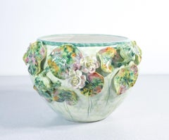 Vaso a cache-pot in ceramica dipinta, RITA DAL PRÀ Ceramiche. Nove (VI), Anni 80