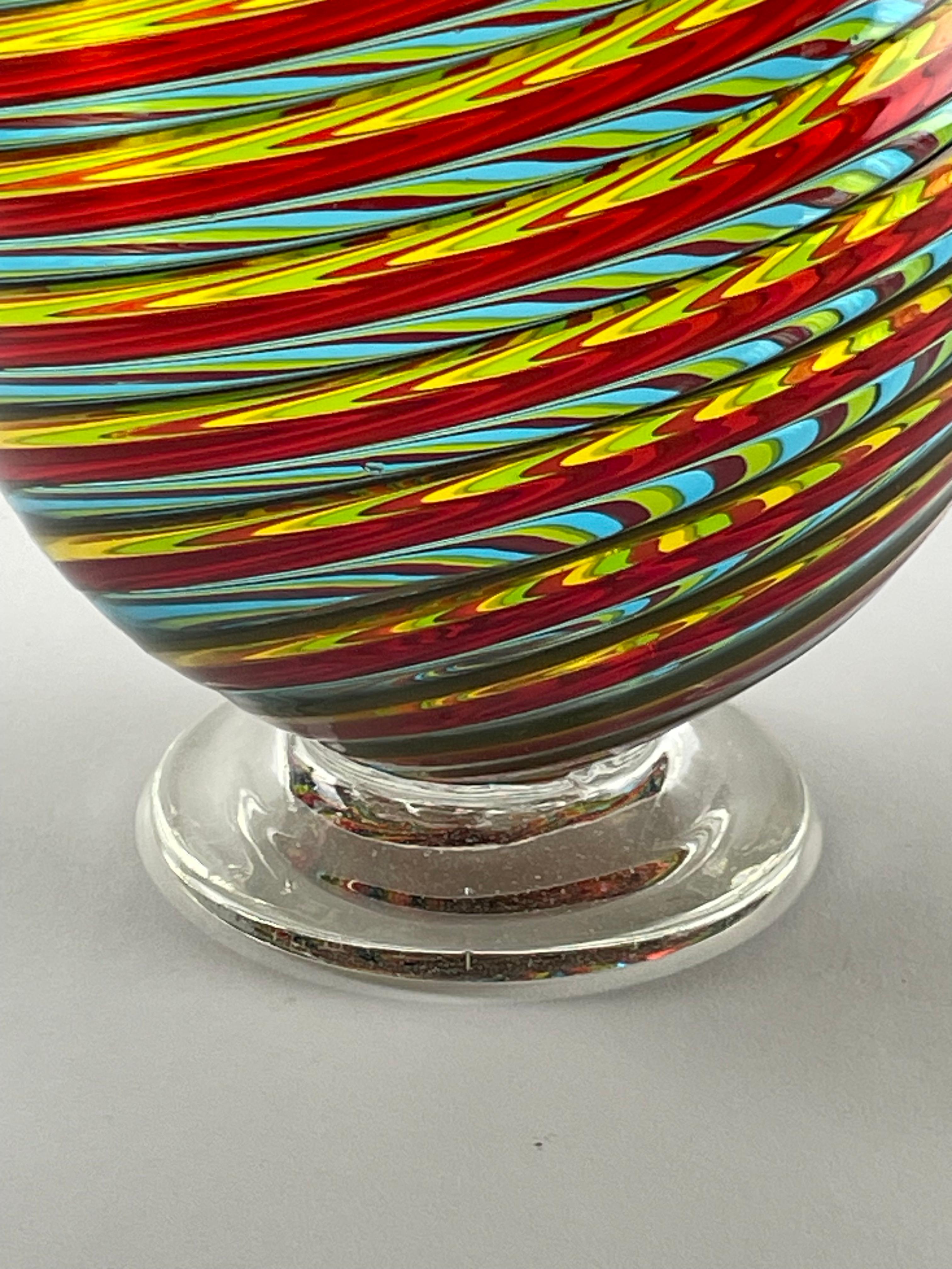 Arts and Crafts Vaso a canne, yellow and red, maestro Bruno Fornasier for FRATELLI TOSO MURANO For Sale