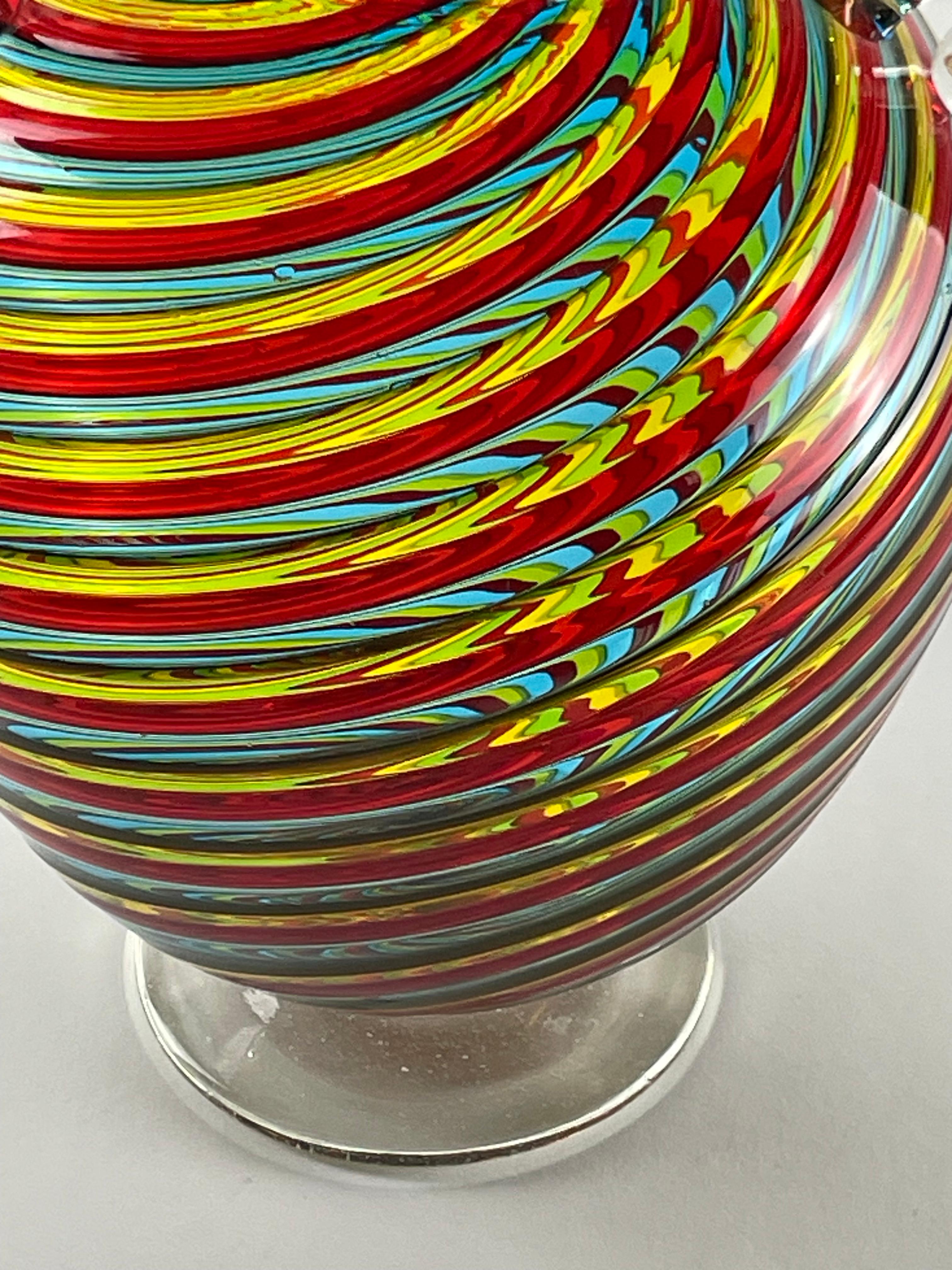 Vaso a canne, yellow and red, maestro Bruno Fornasier for FRATELLI TOSO MURANO In Good Condition For Sale In Venezia, IT