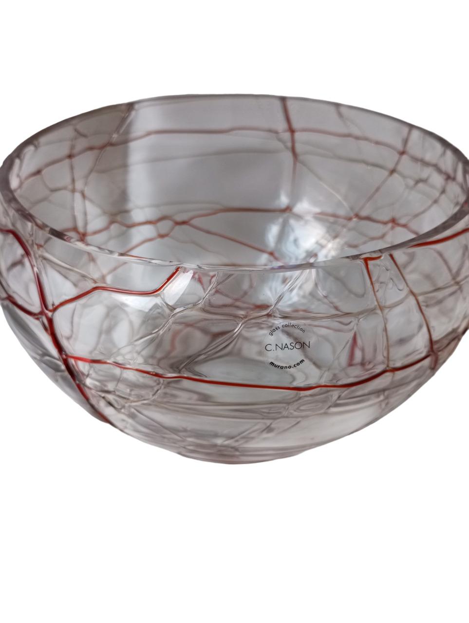 Vaso a ciotola in vetro di Murano, firmato Carlo Nason circa 2000 en venta 6