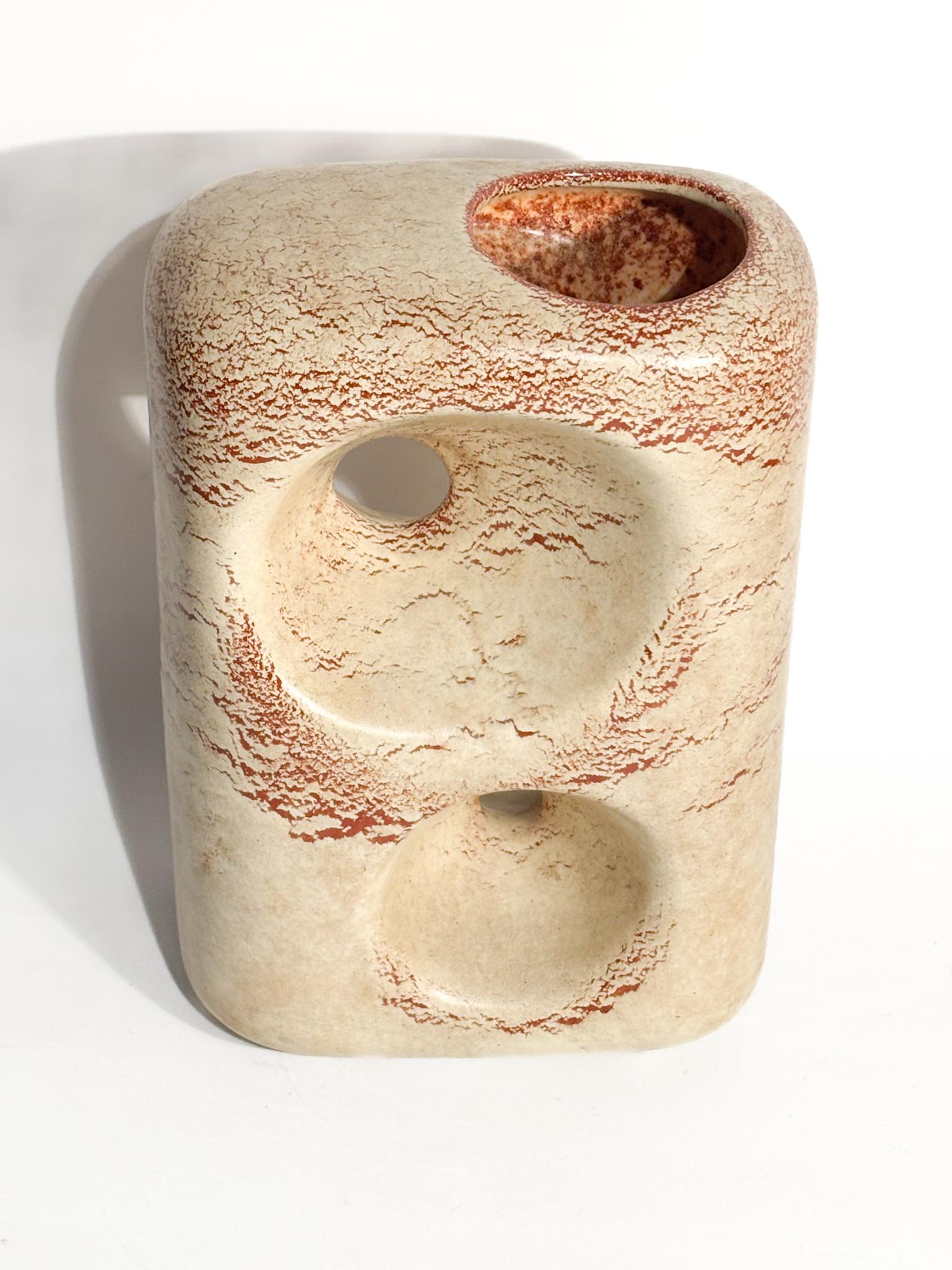 Mid-Century moderno Vaso a Forma Astratta con Doppio Buco Anni 60 in vendita
