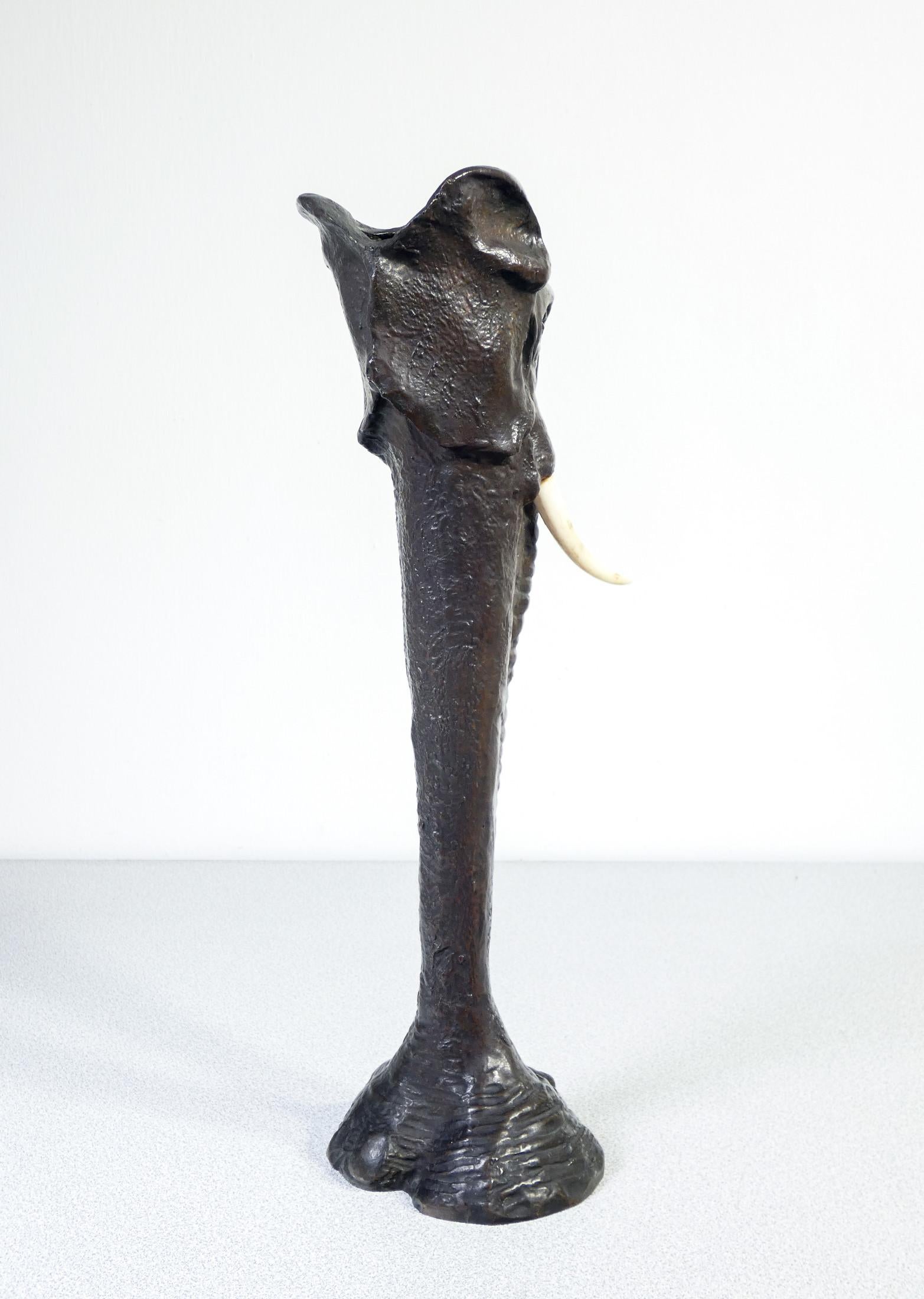 Bronze Vase in the shape of an Elephant's Head, signed Louis LOISEAU-ROUSSEAU (1861-1927) For Sale
