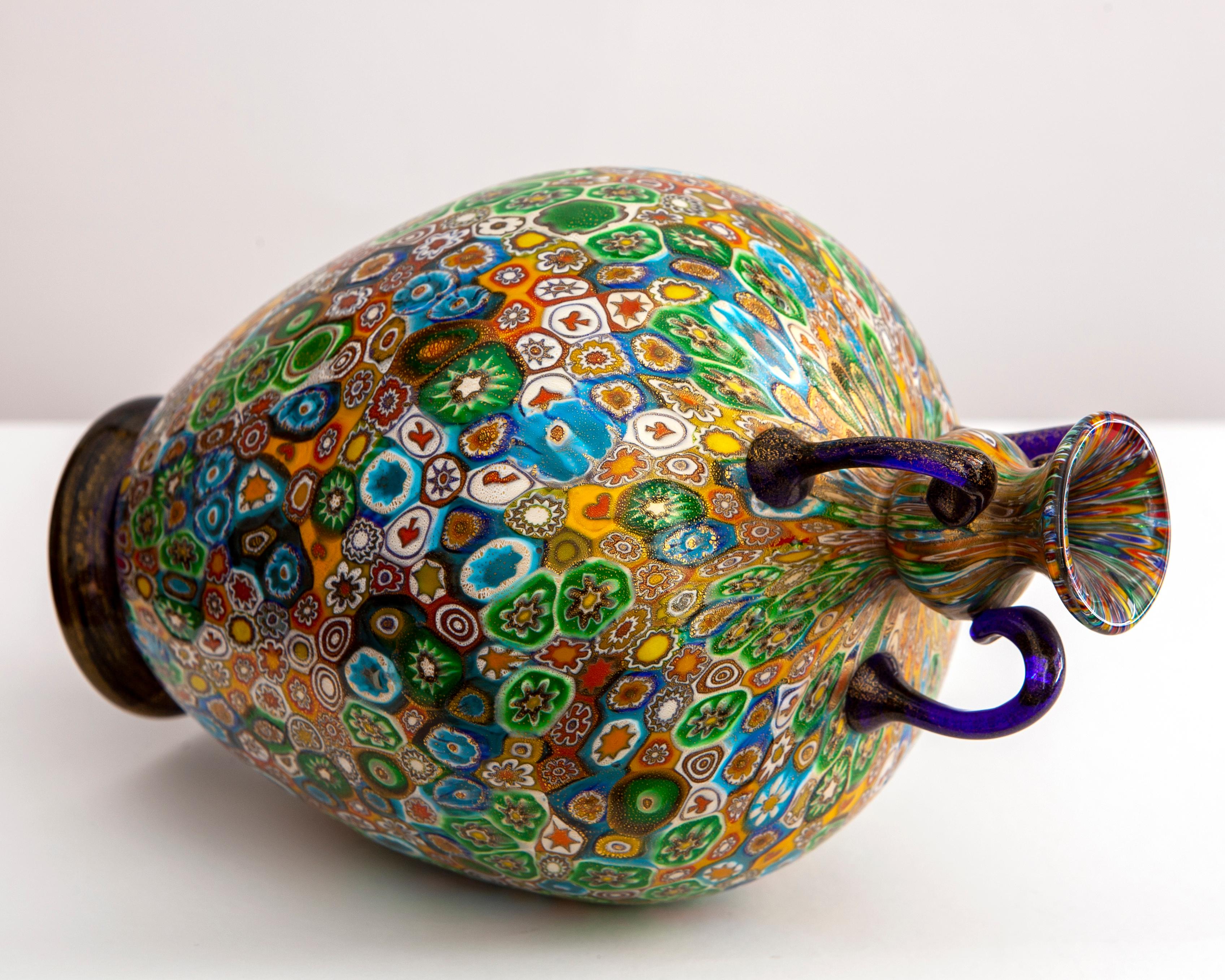 Vaso a murrine, produzione Vivarini Murano, anni '70 in vendita 4