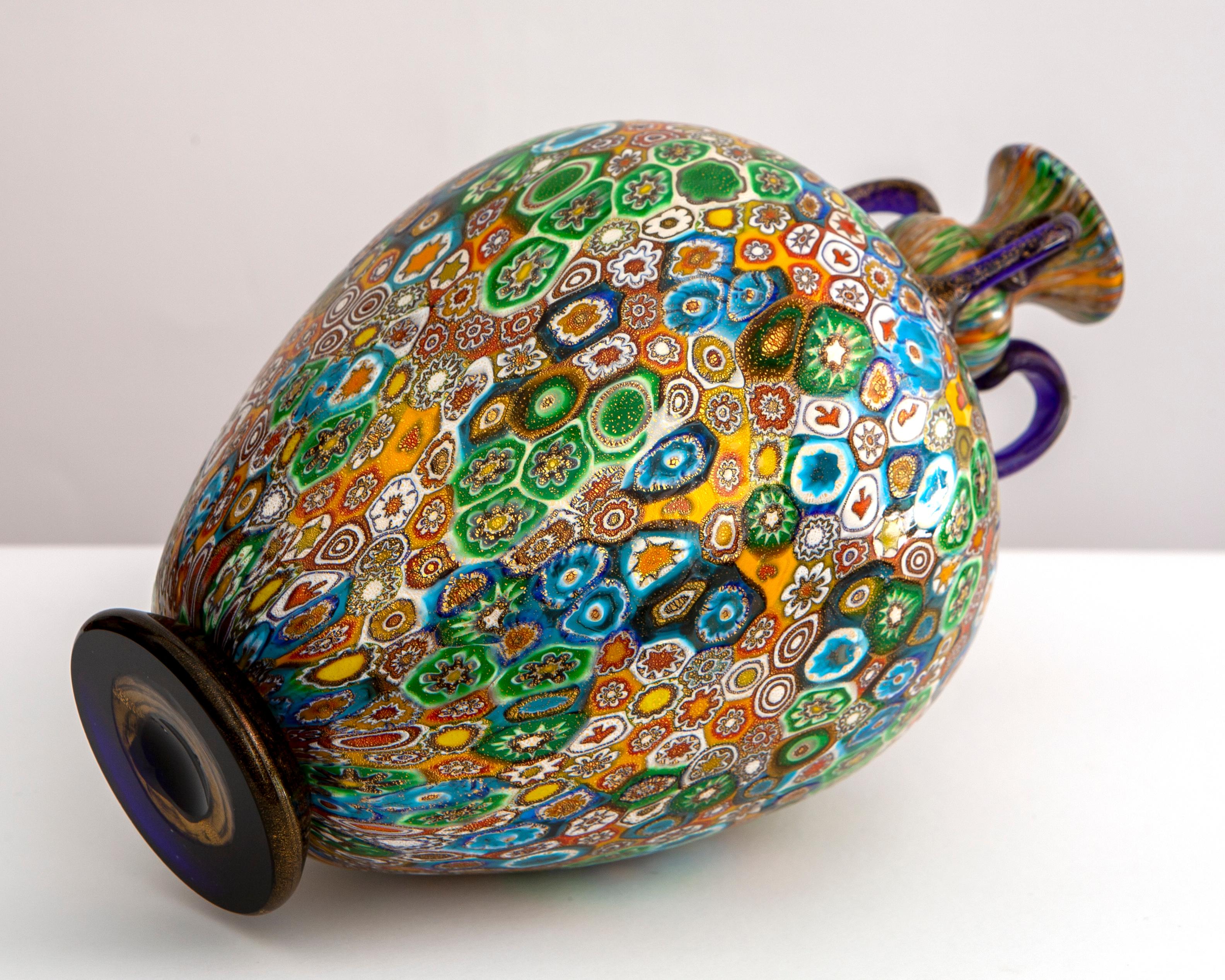 Vaso a murrine, produzione Vivarini Murano, anni '70 in vendita 5