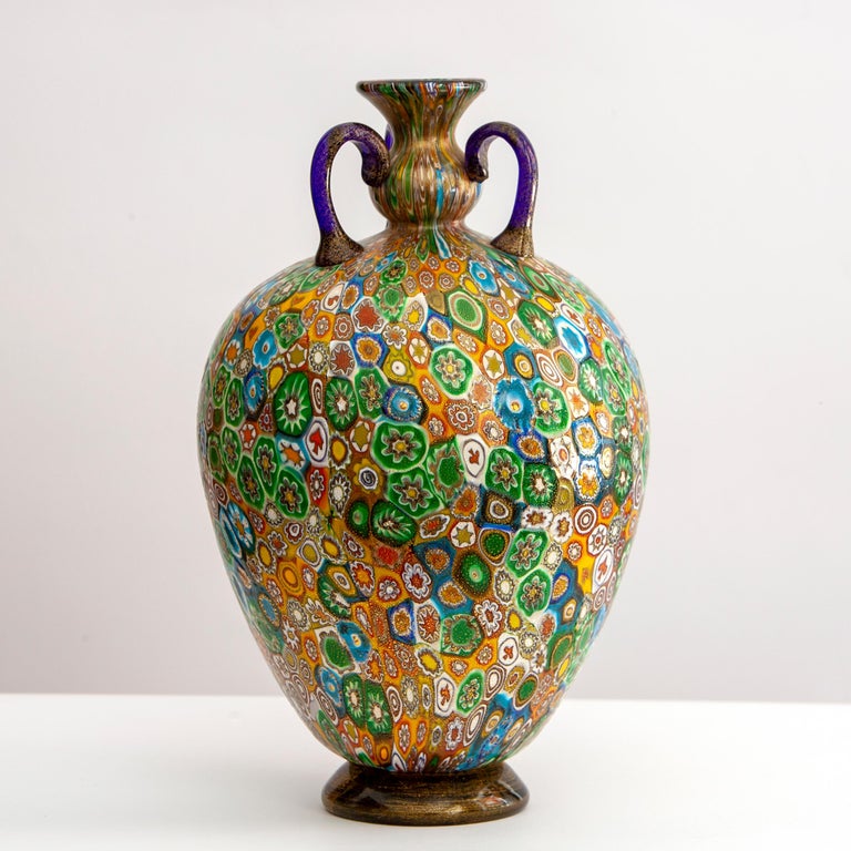 Vase D'Art En Verre De Murano - Maîtres Verriers Vivarini - Gris - Neuf