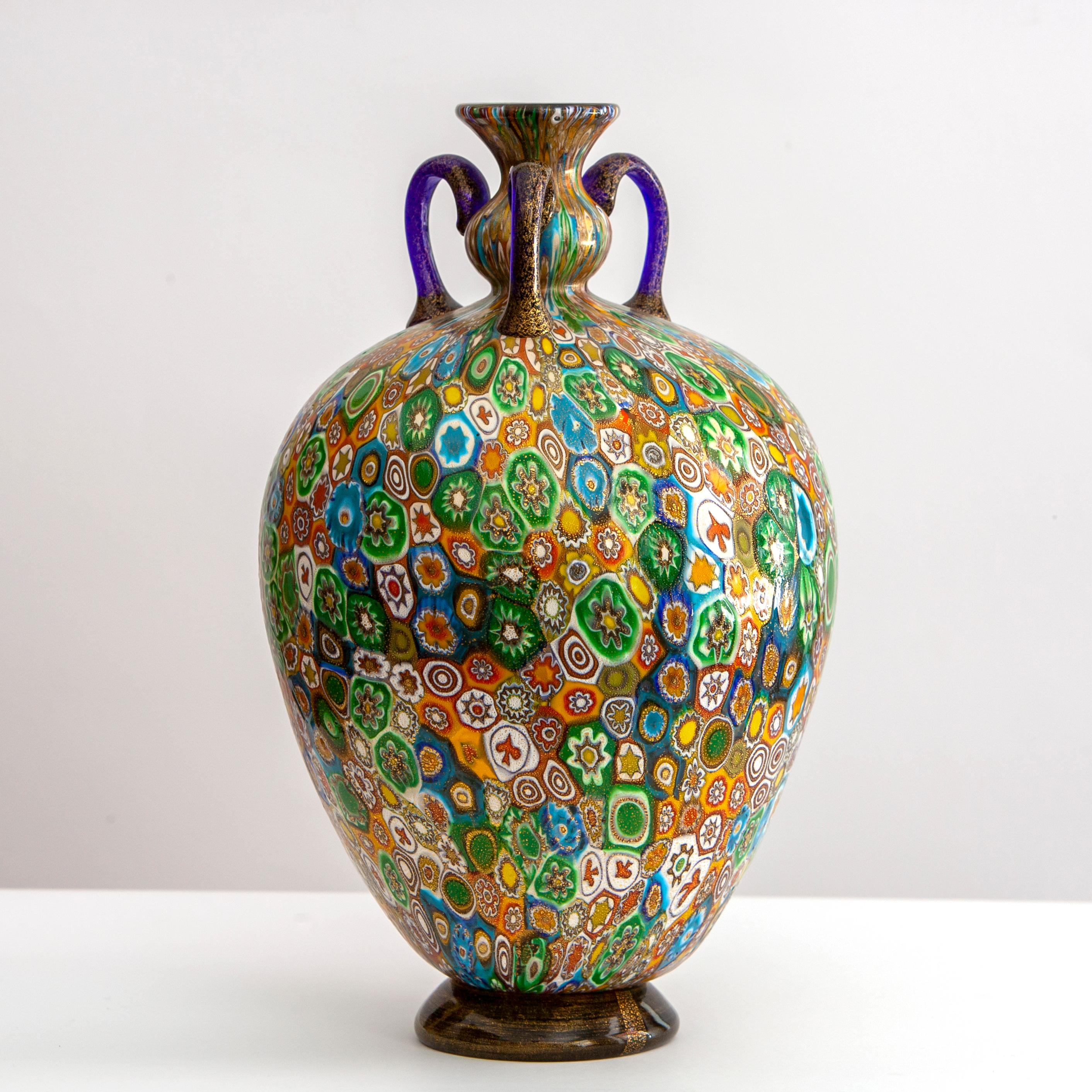 Vaso a murrine, produzione Vivarini Murano, anni '70 In condizioni ottime in vendita a Como, CO