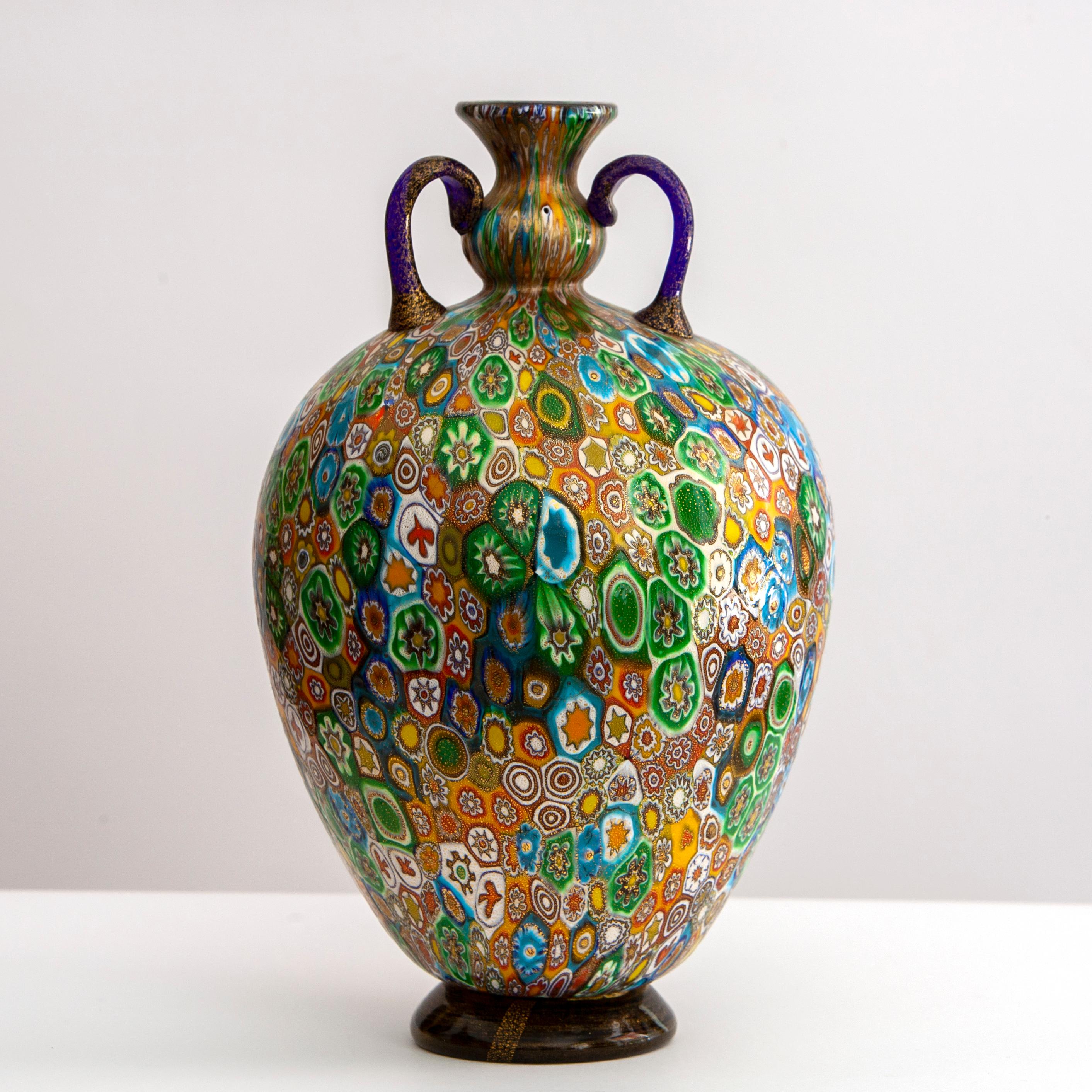 Late 20th Century Vaso a murrine, produzione Vivarini Murano, anni '70 in vendita