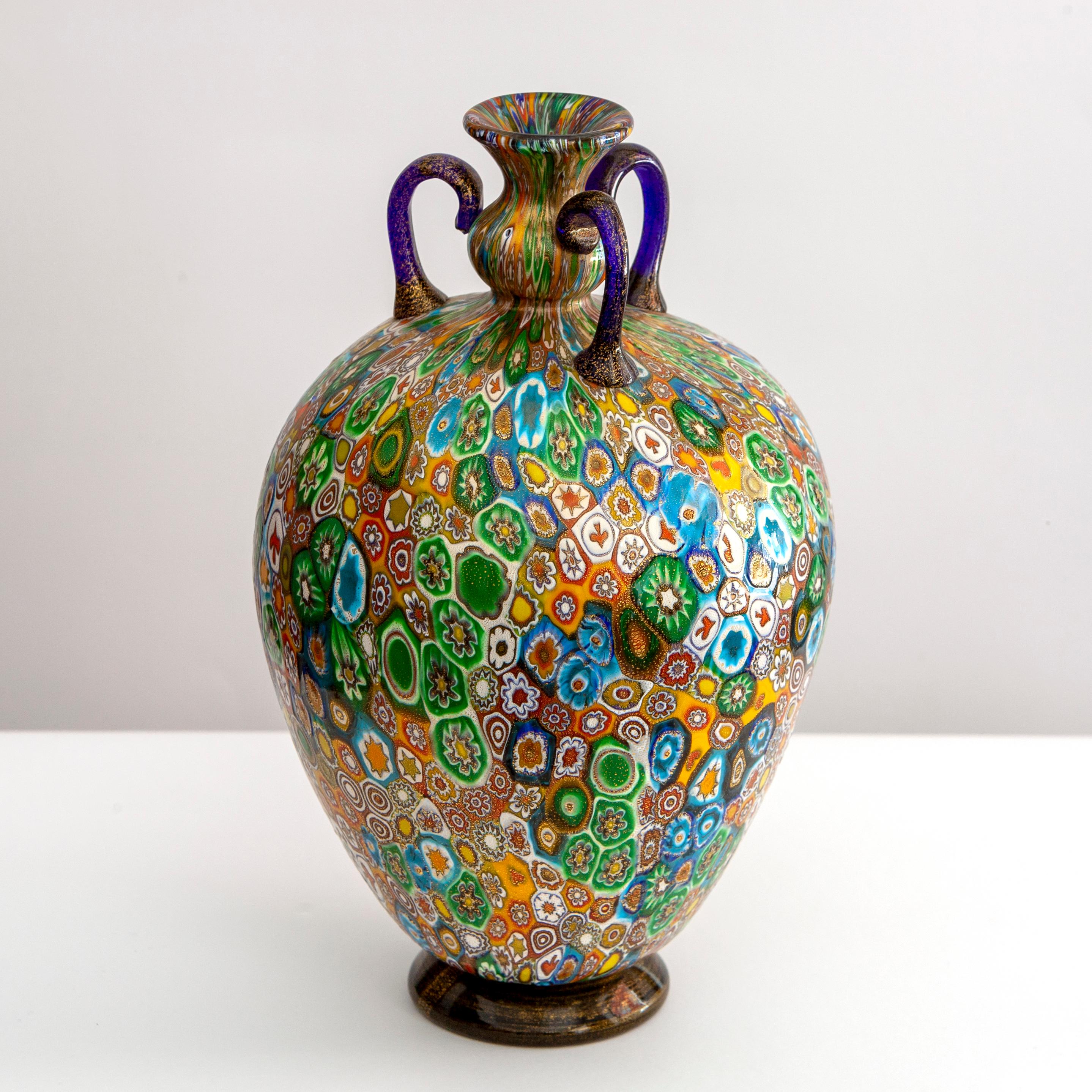 Vaso a murrine, produzione Vivarini Murano, anni '70 in vendita 1